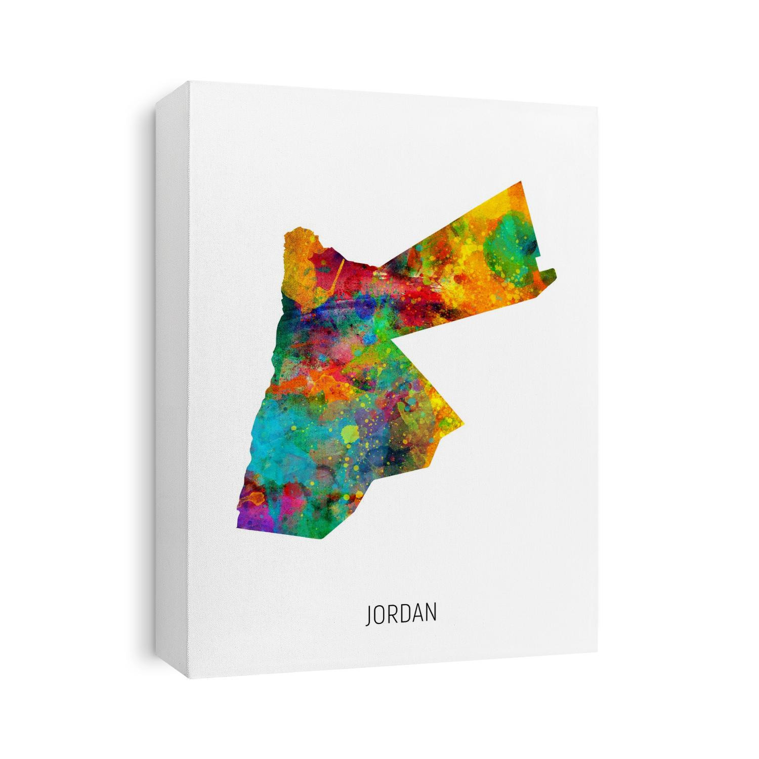 A watercolor map of Jordan