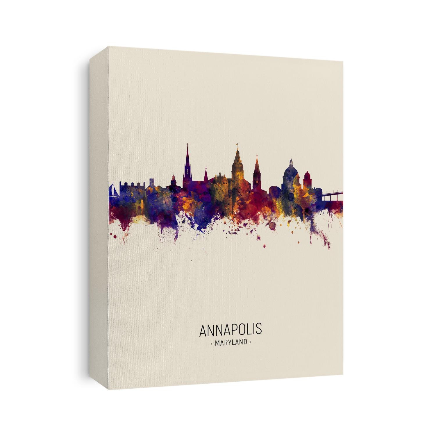 Watercolor art print of the skyline of Annapolis, Maryland, United States
