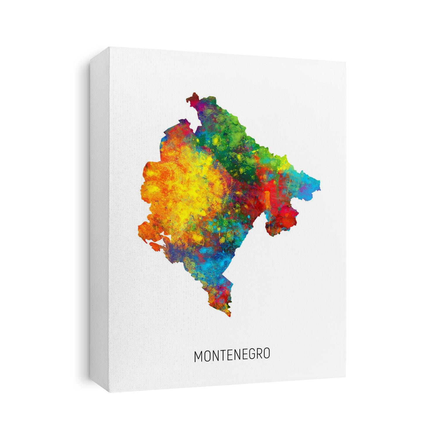 A watercolor map of Montenegro