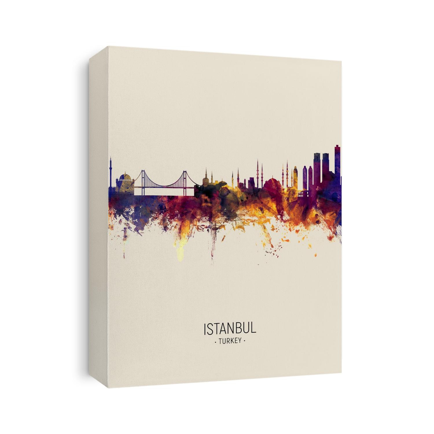 Watercolor art print of the skyline of Istanbul, Turkey