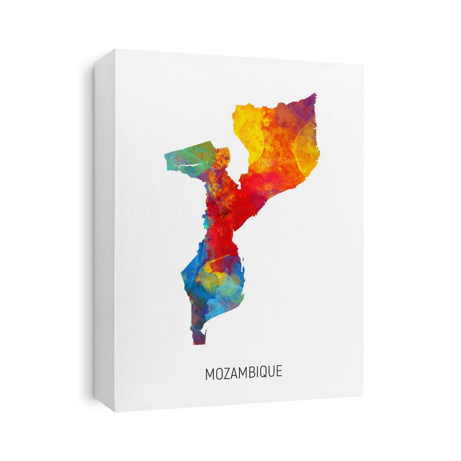 A watercolor map of Mozambique