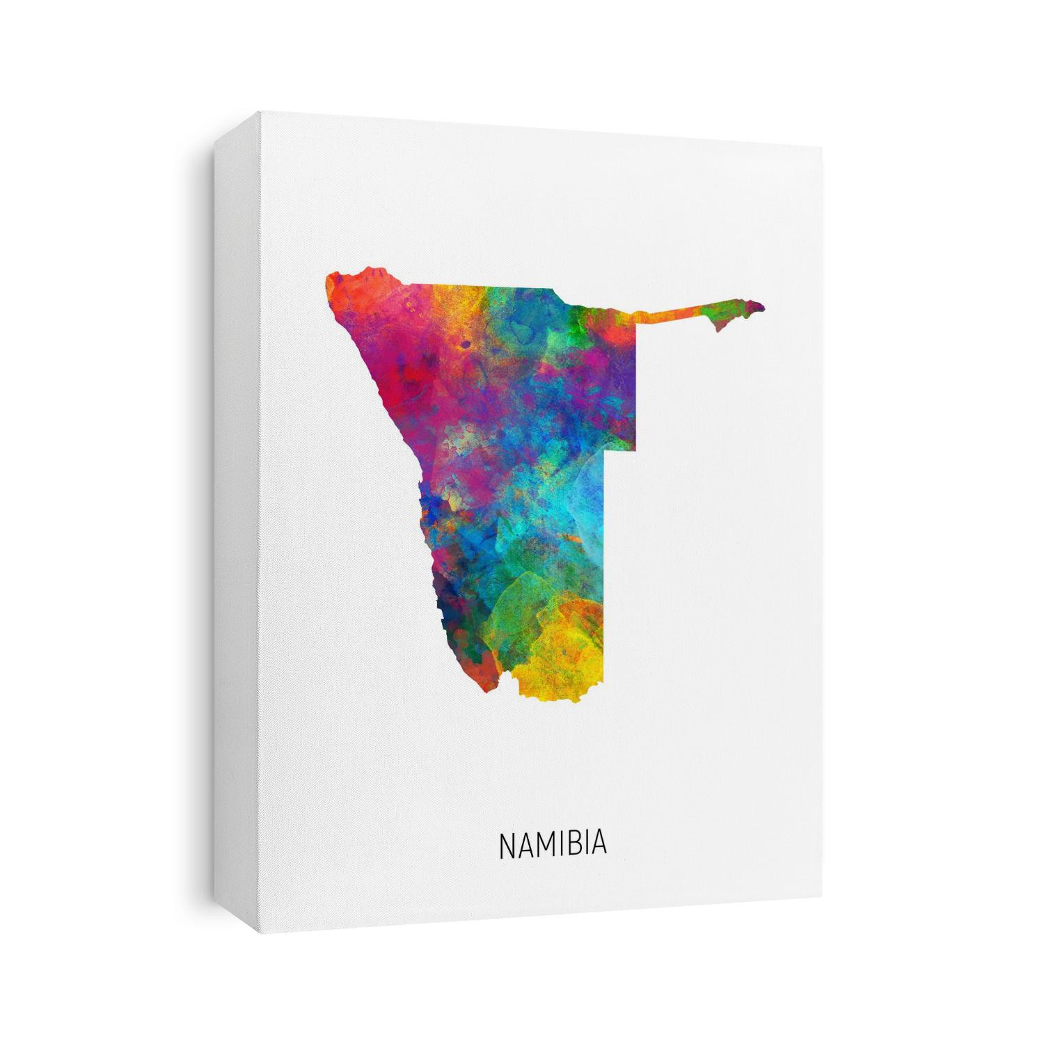 A watercolor map of Namibia