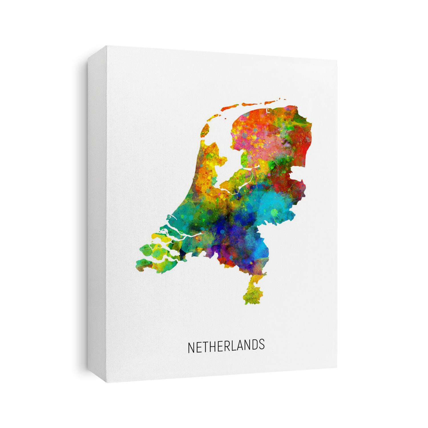 A watercolor map of Netherlands