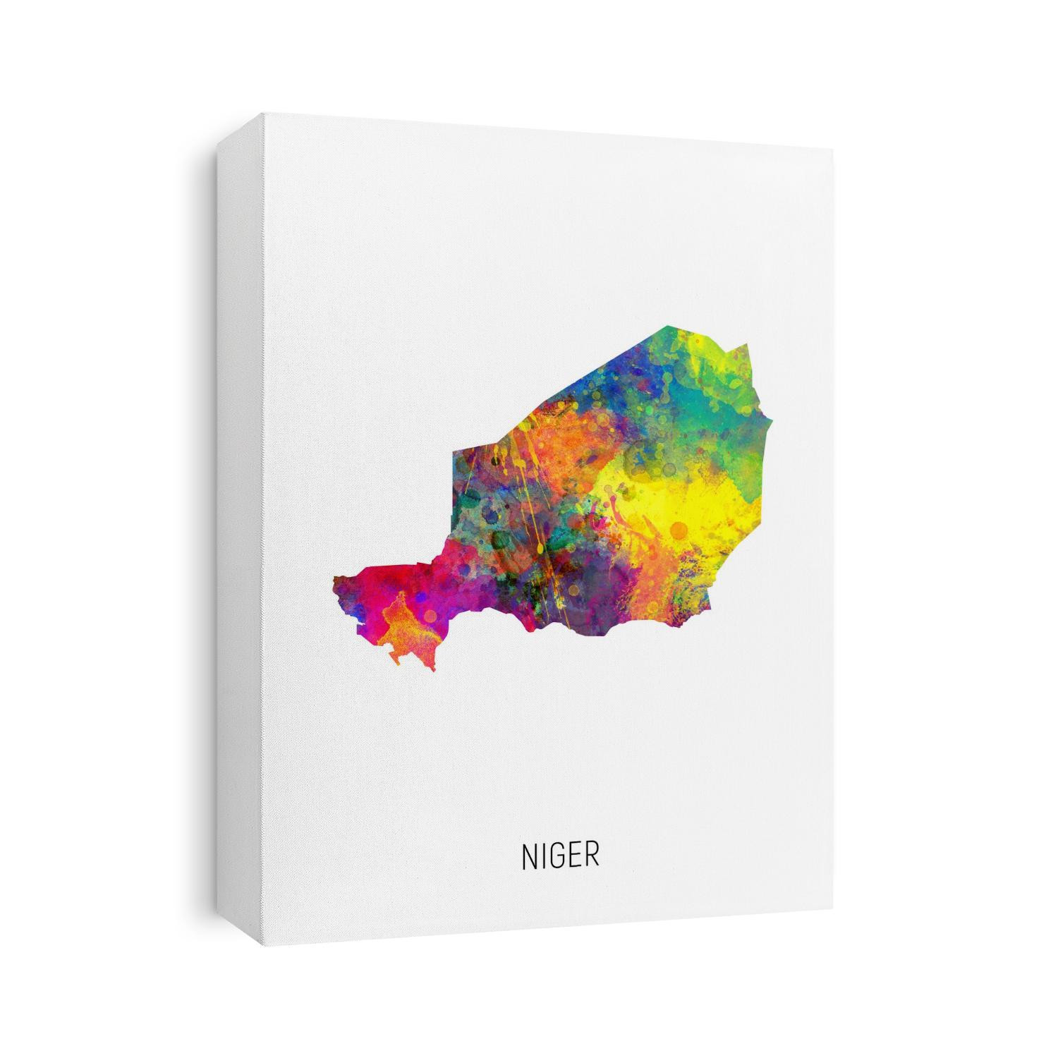 A watercolor map of Niger