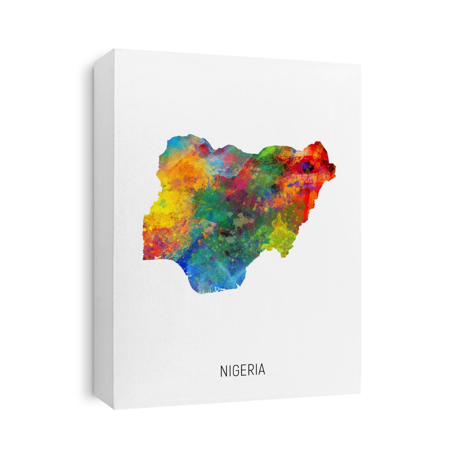 A watercolor map of Nigeria