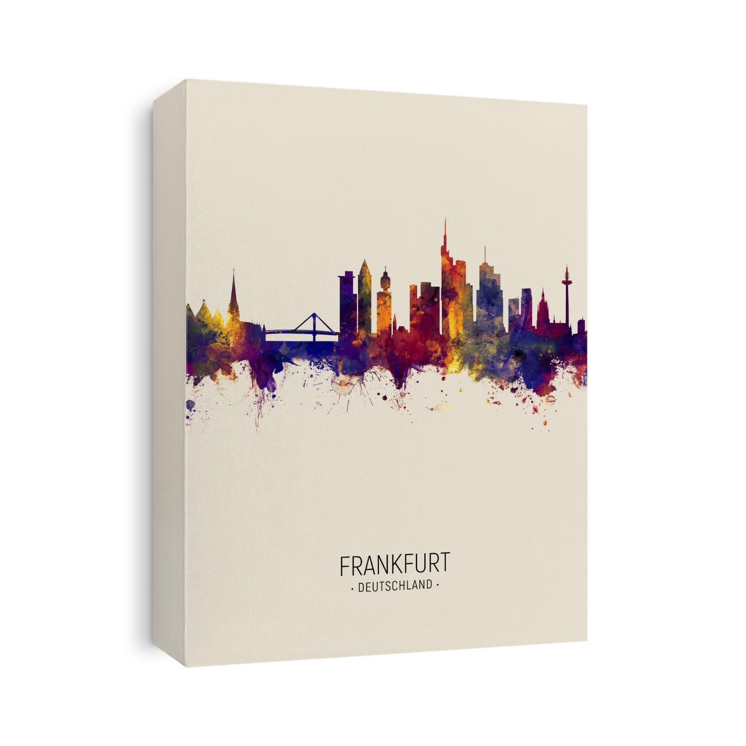 Watercolor art print of the skyline of Frankfurt, Germany 