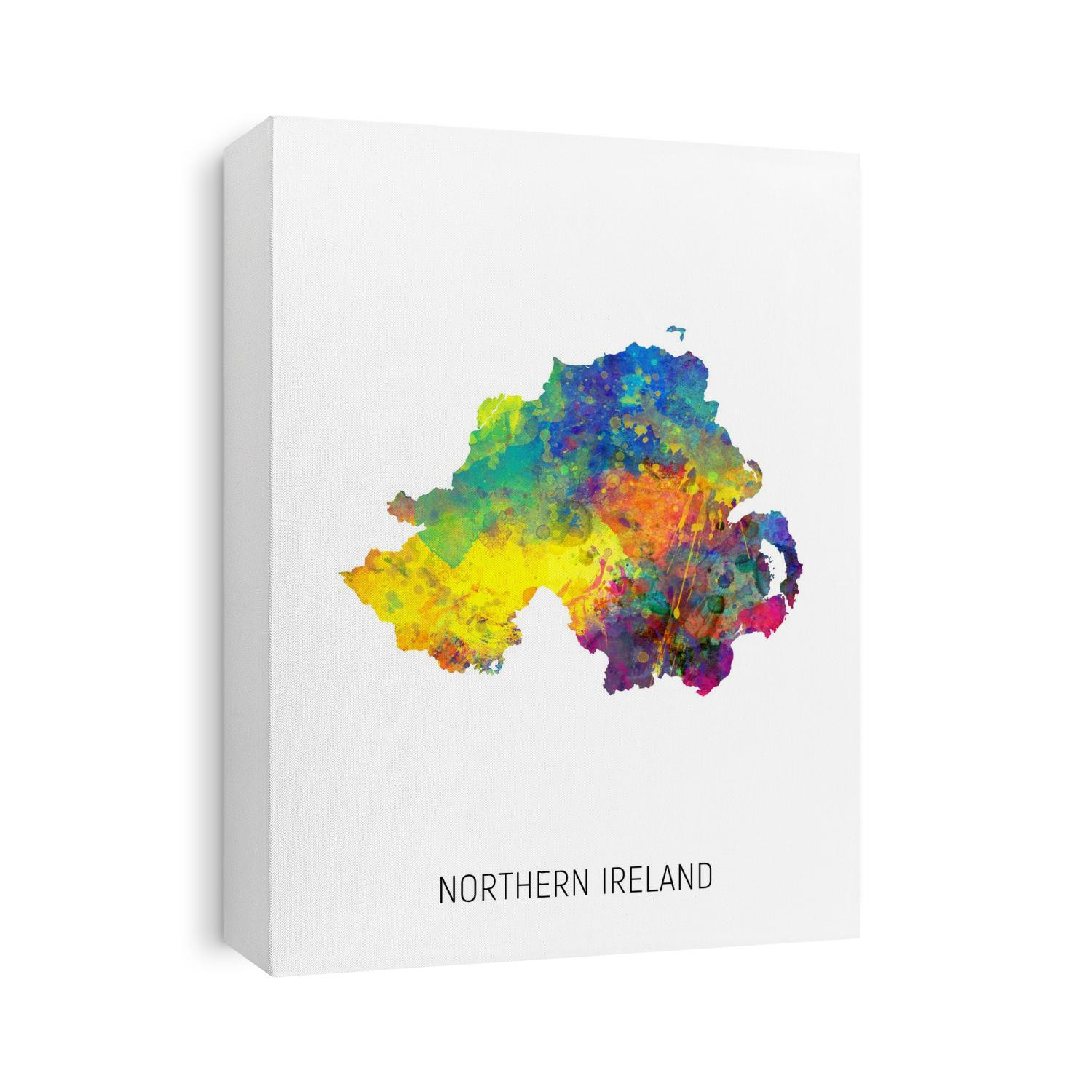 A watercolor map of Northern Ireland