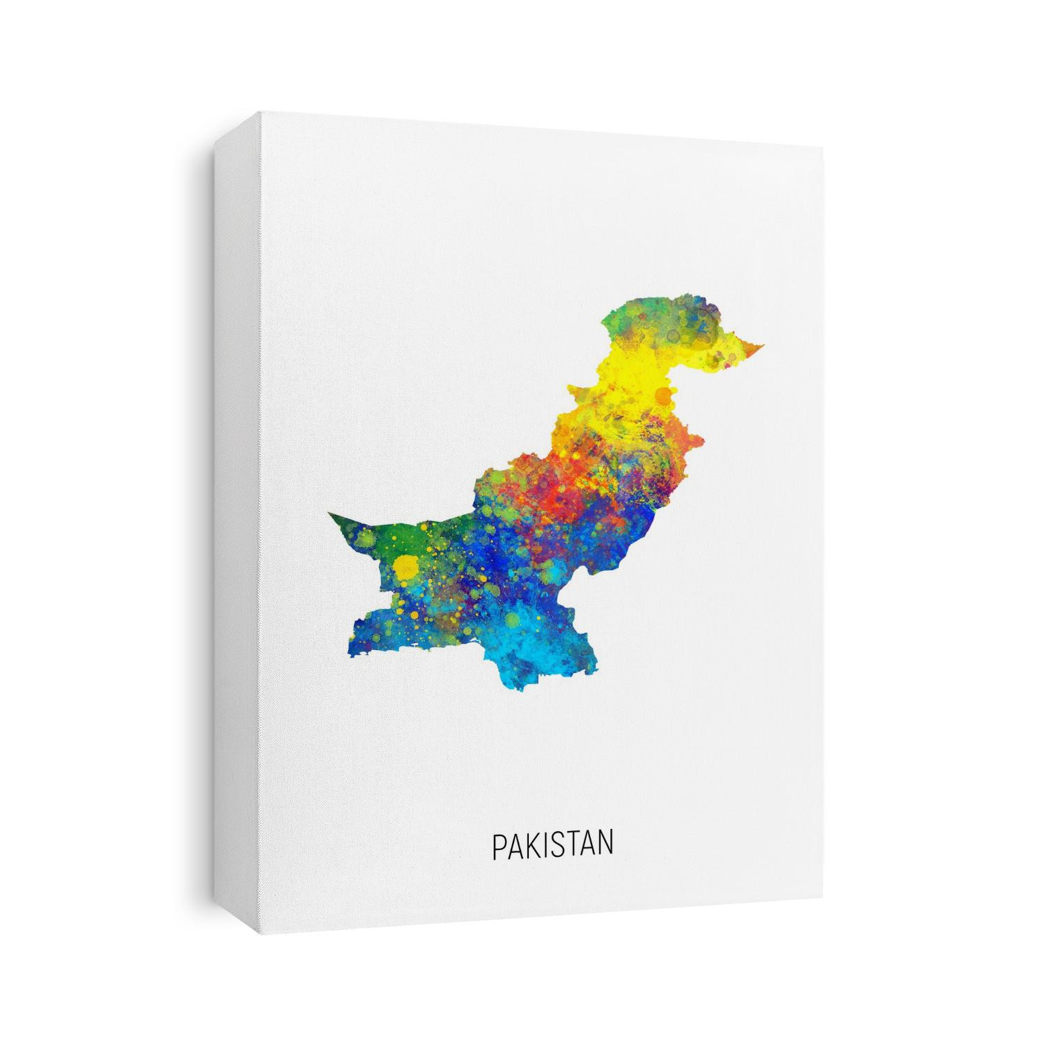 A watercolor map of Pakistan