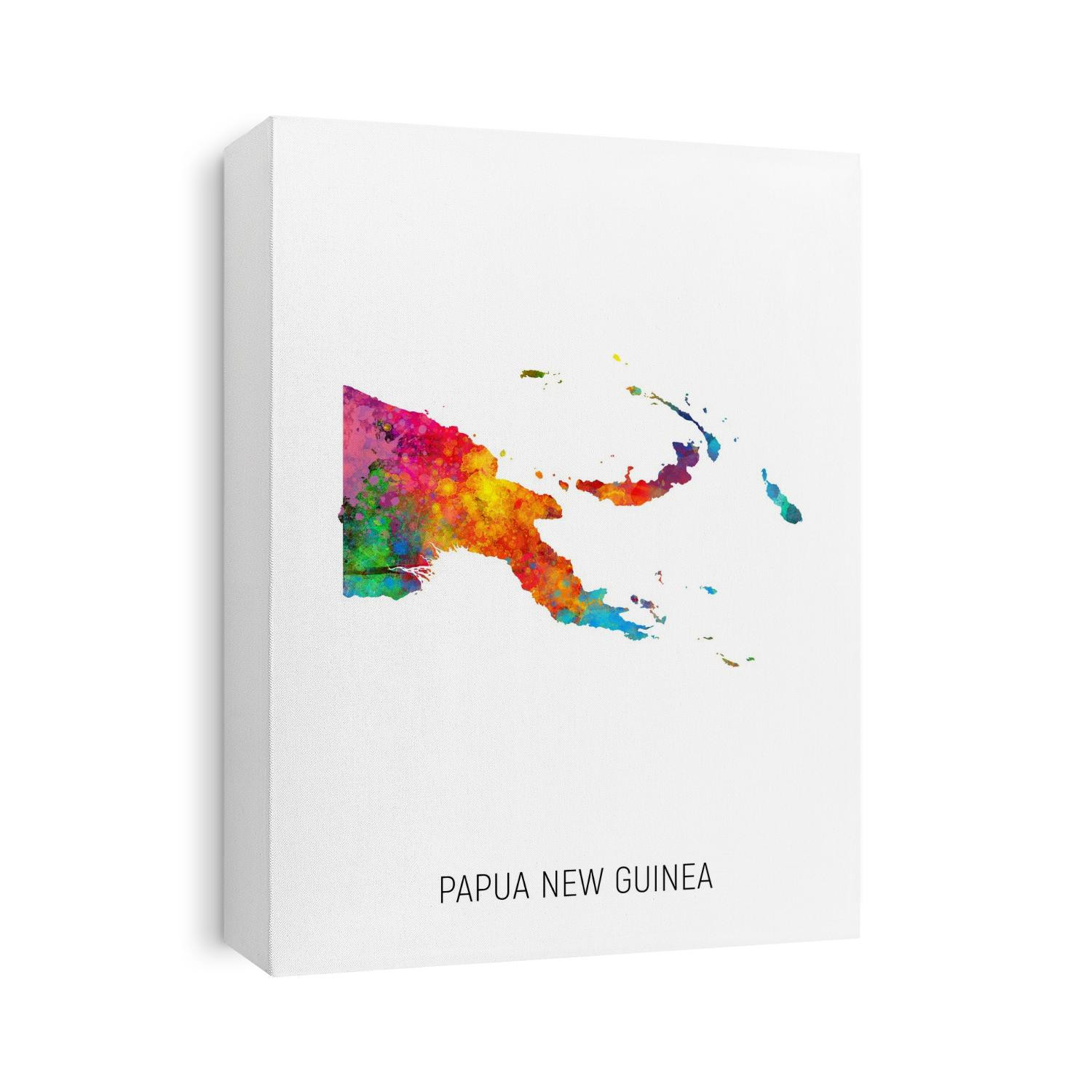 A watercolor map of Papua New Guinea