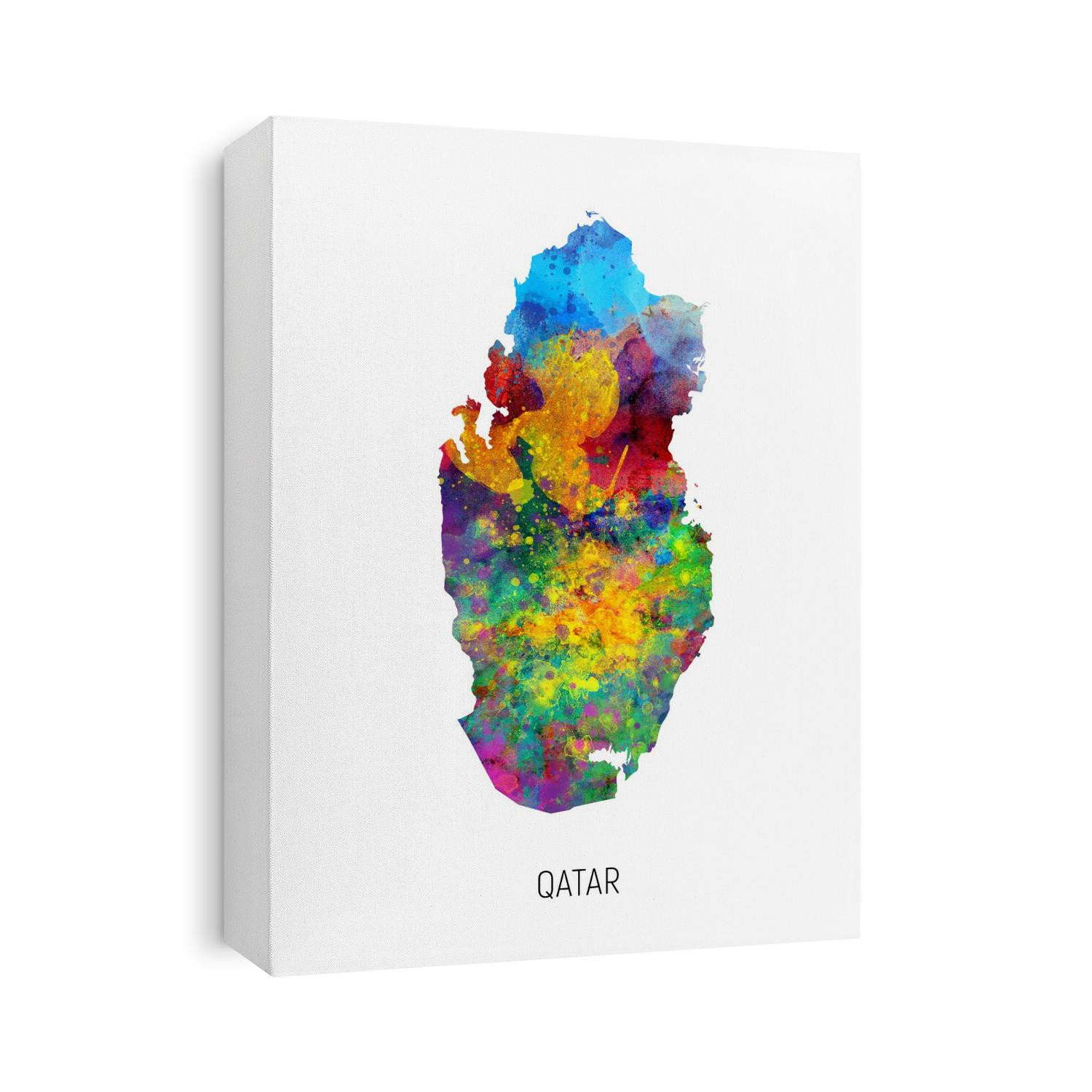 A watercolor map of Qatar