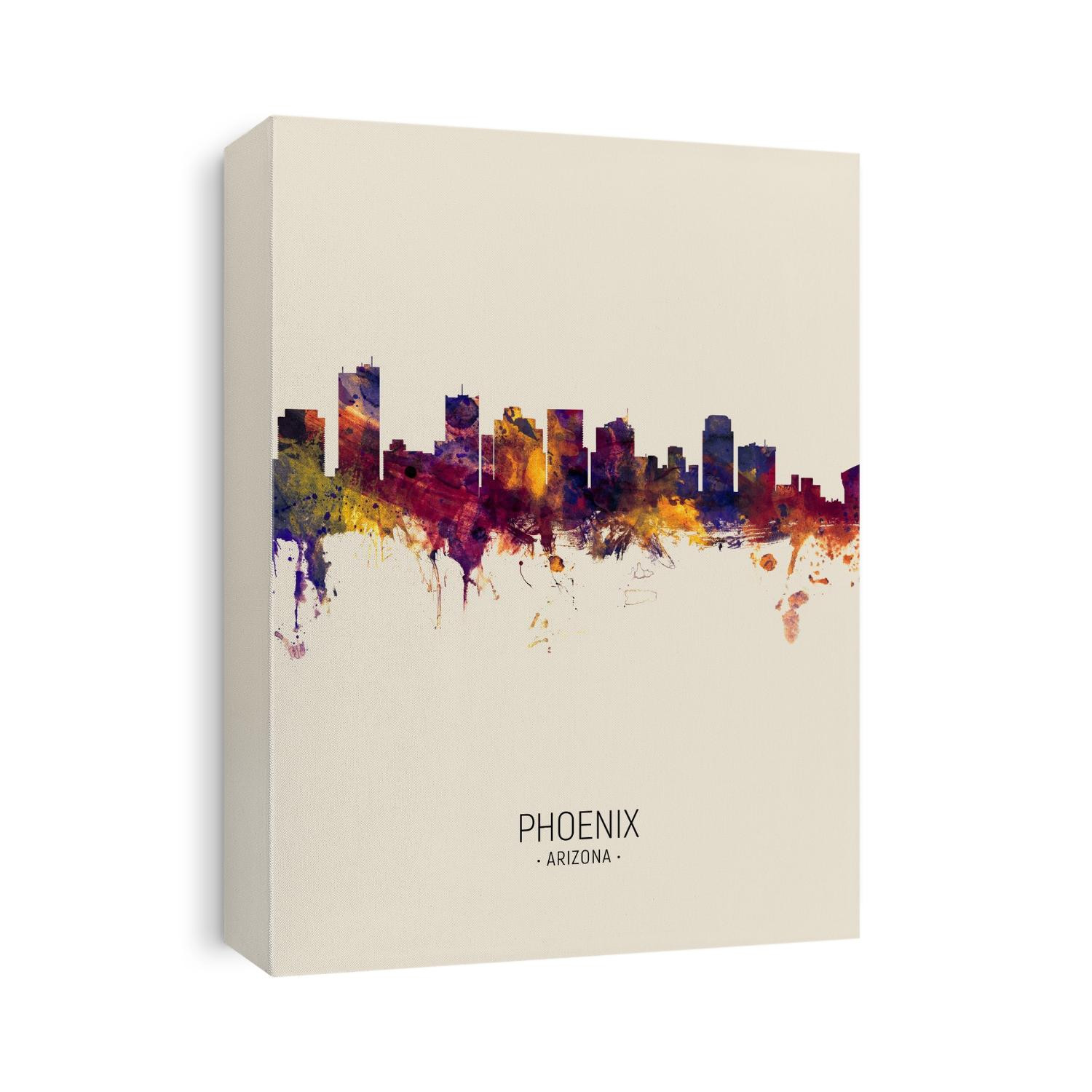 Watercolor art print of the skyline of Phoenix, Arizona, United States
