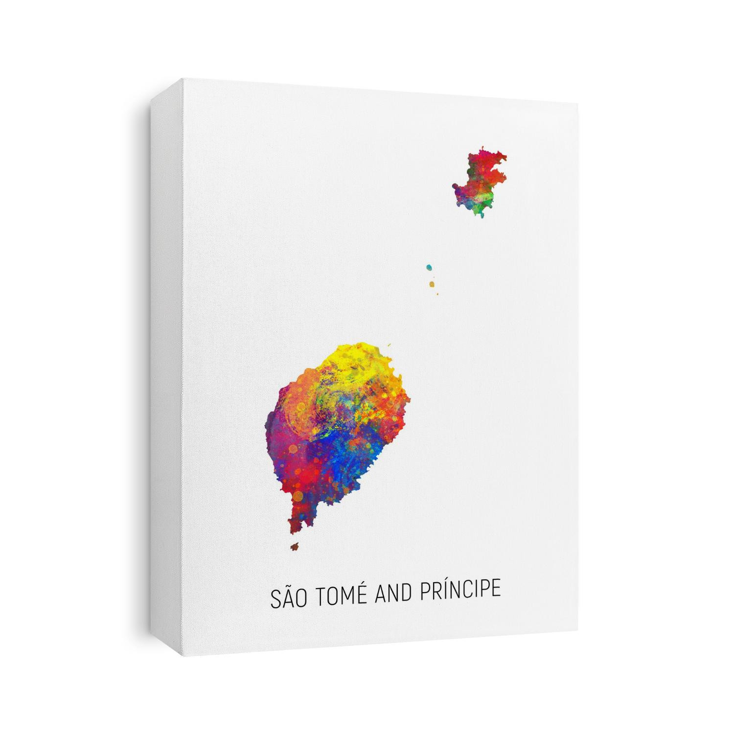 A watercolor map of São Tomé and Príncipe