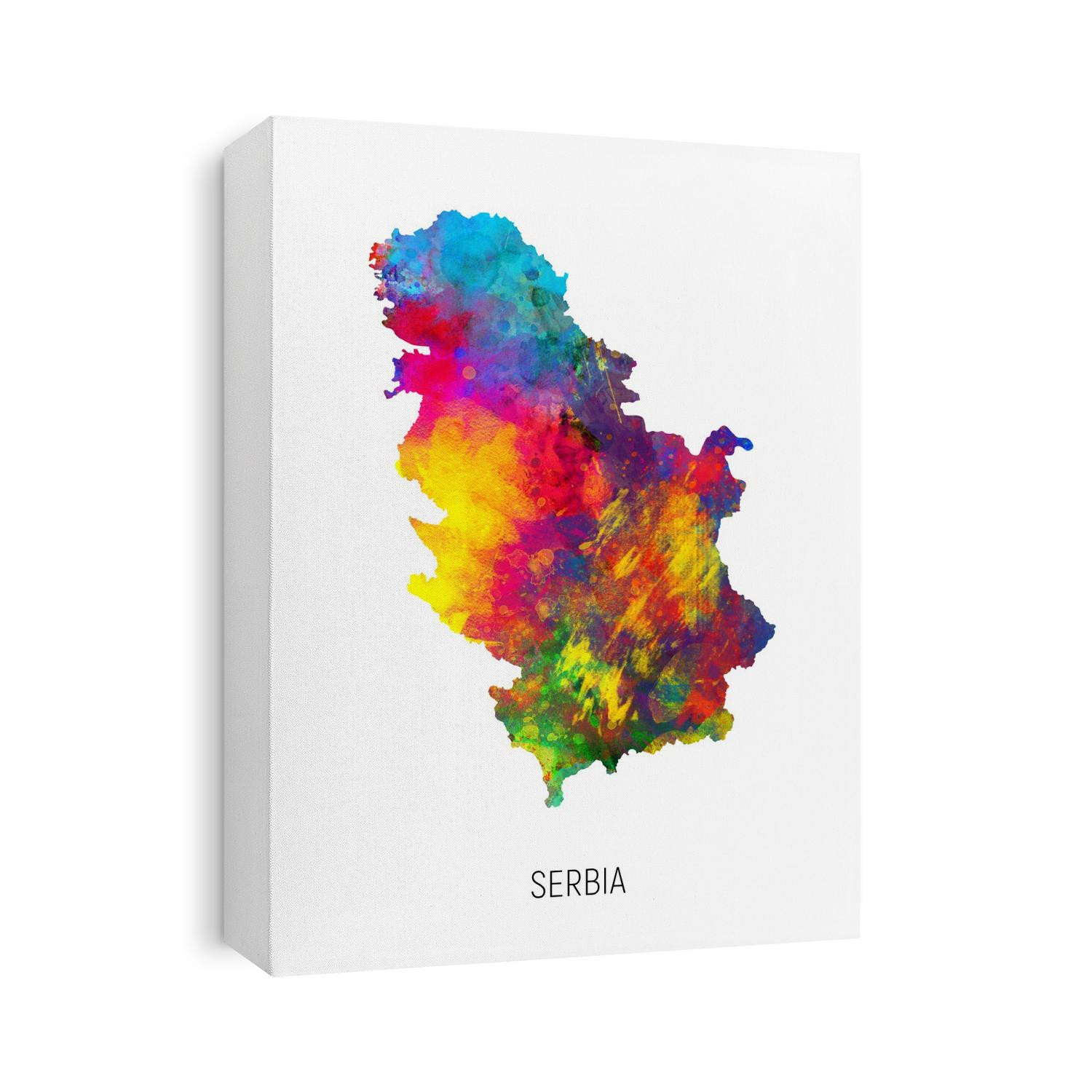 A watercolor map of Serbia