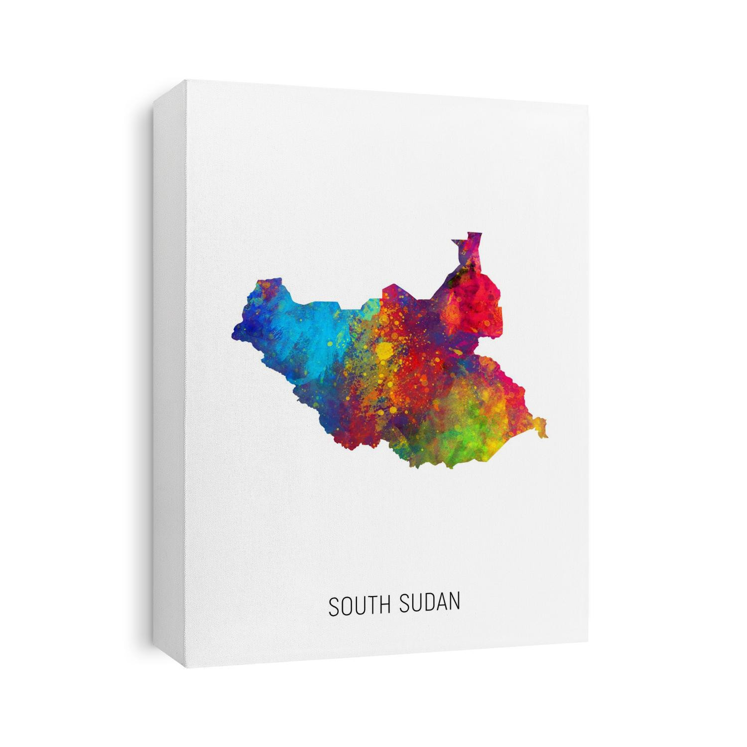 A watercolor map of South Sudan