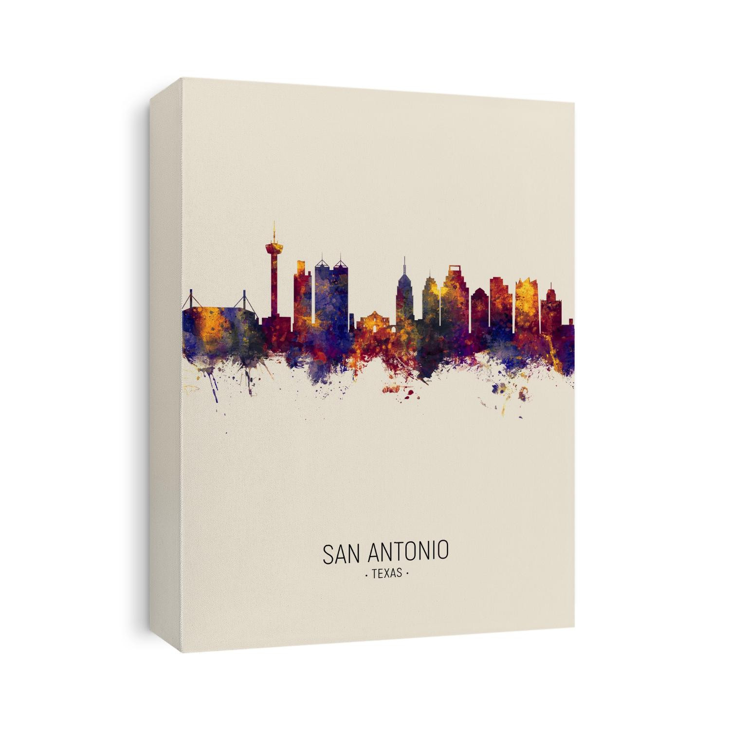 Watercolor art print of the skyline of San Antonio, Texas, United States