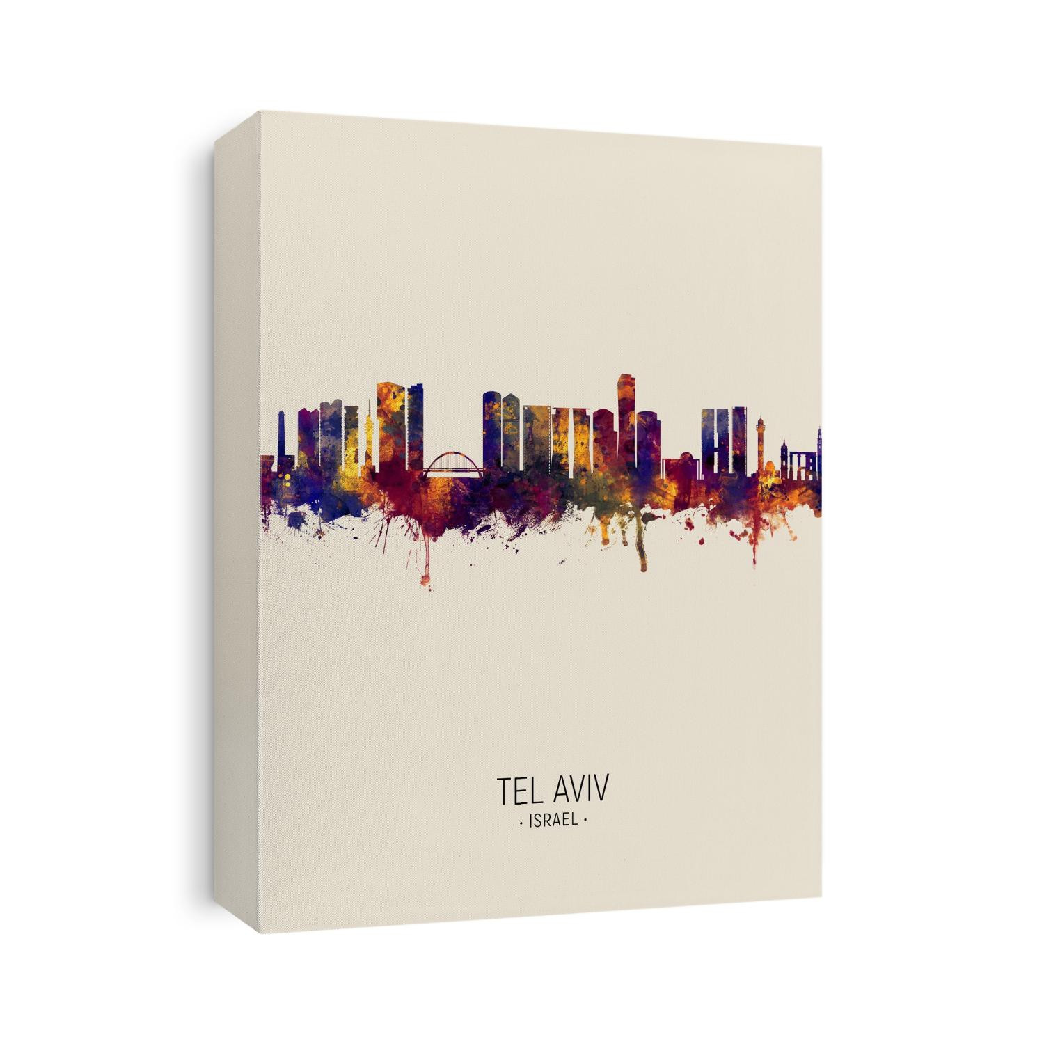 Watercolor art print of the skyline of Tel Aviv, Israel