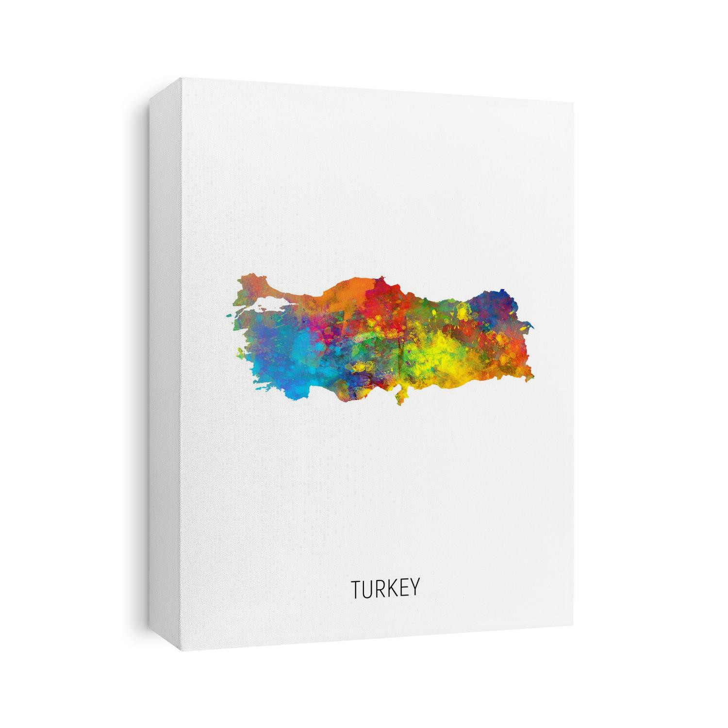 A watercolor map of Turkey