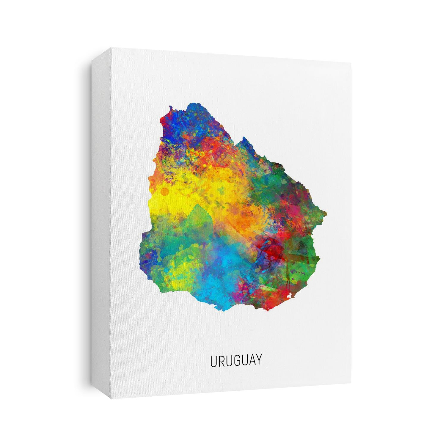 A watercolor map of Uruguay