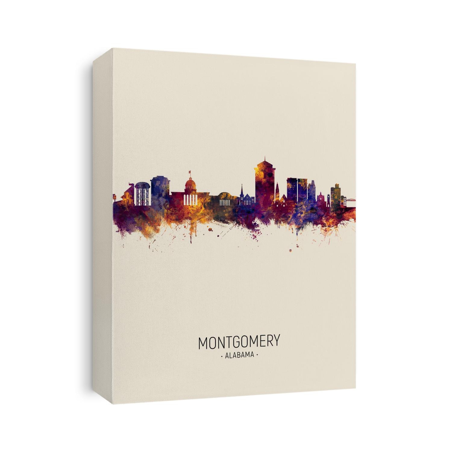 Watercolor art print of the skyline of Montgomery, Alabama, United States