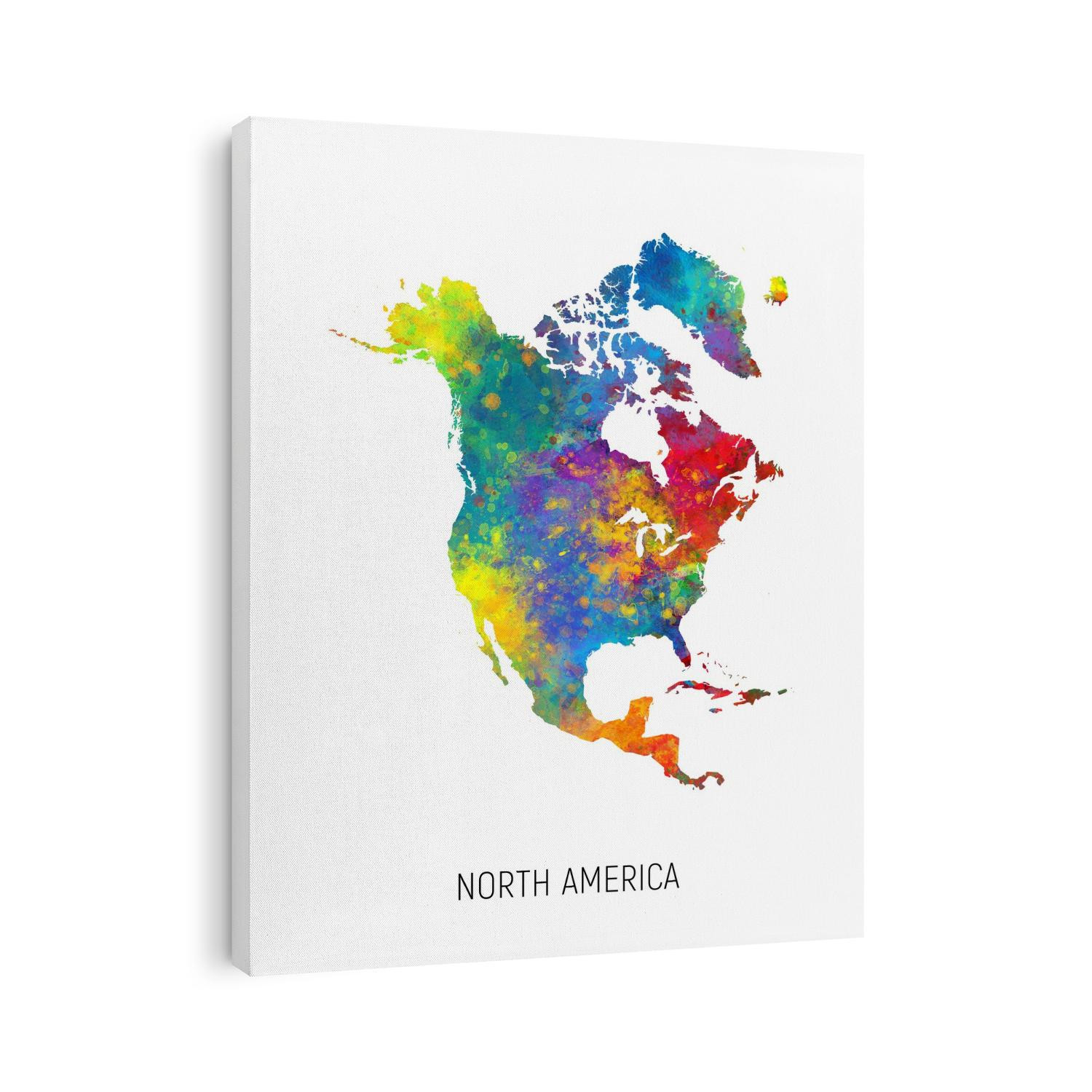 A watercolor map of North America