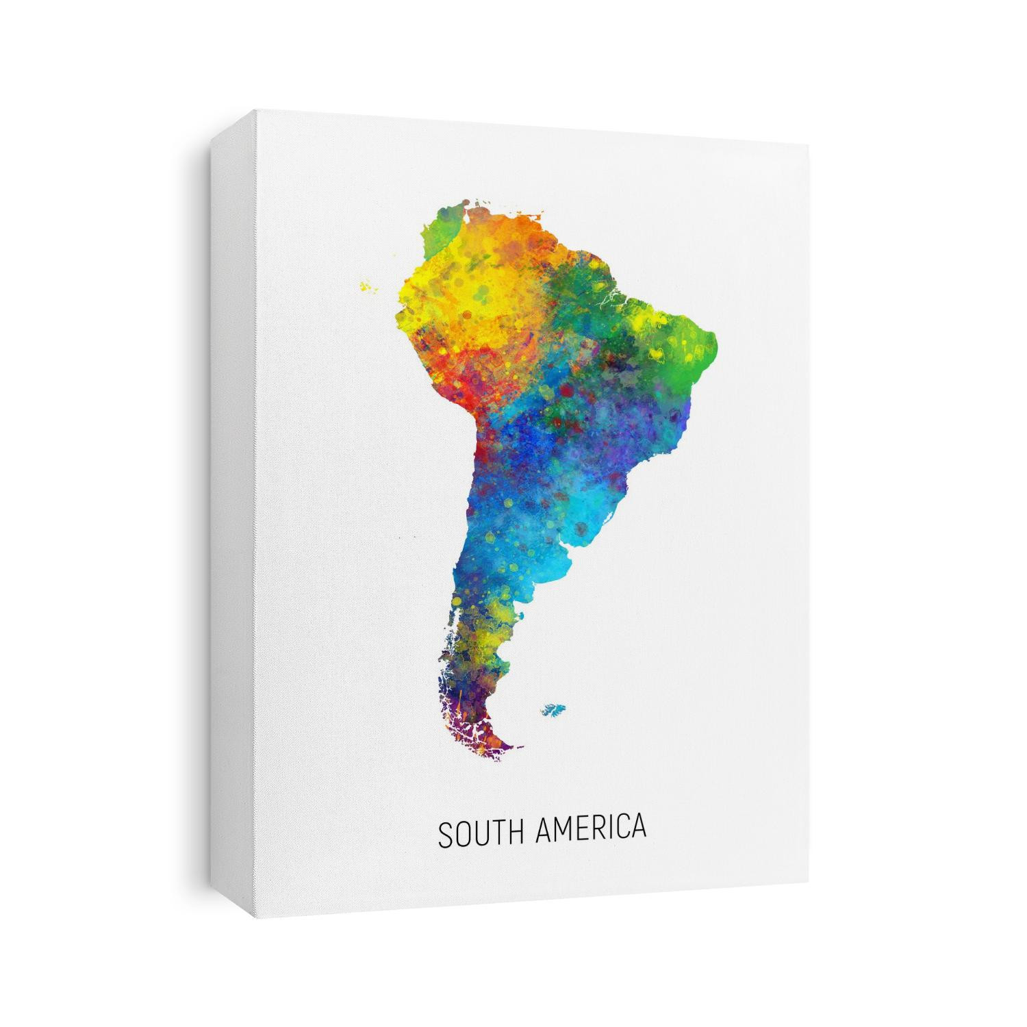 A watercolor map of South America