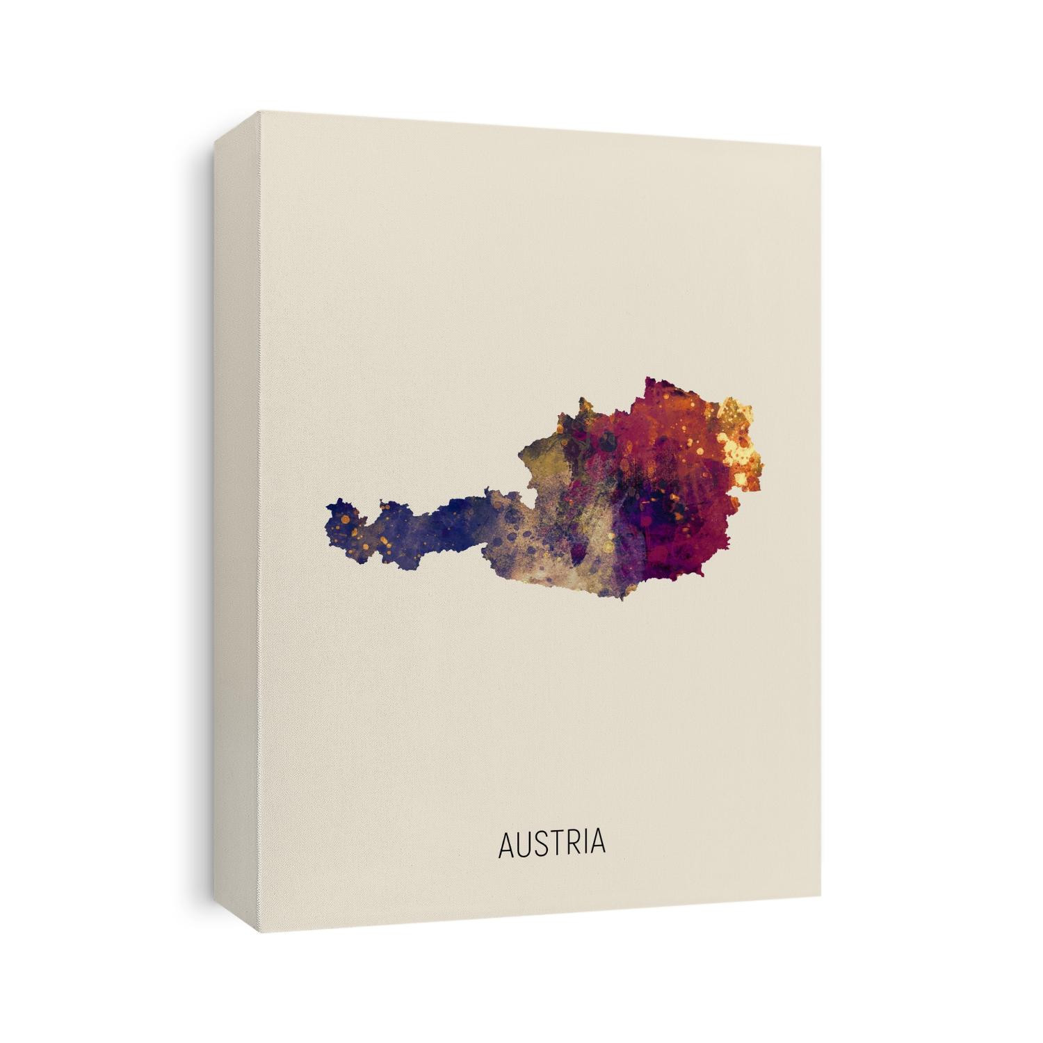 A watercolor map of Austria