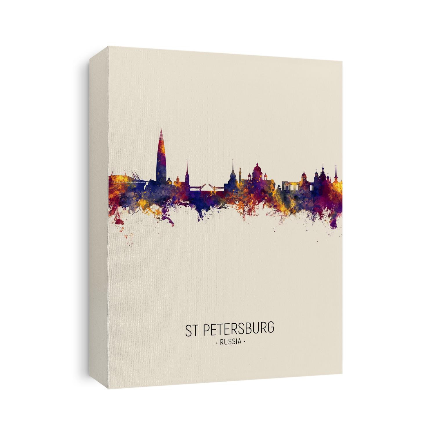 Watercolor art print of the skyline of St Petersburg, Russia
