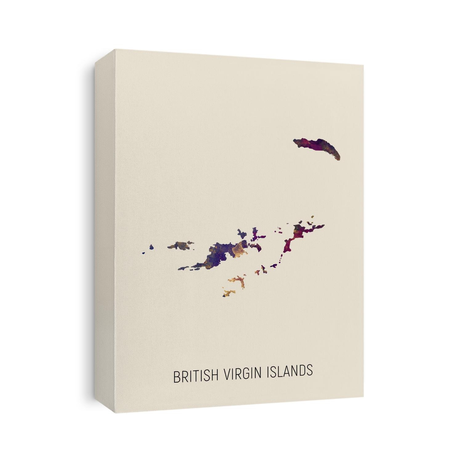 A watercolor map of British Virgin Islands