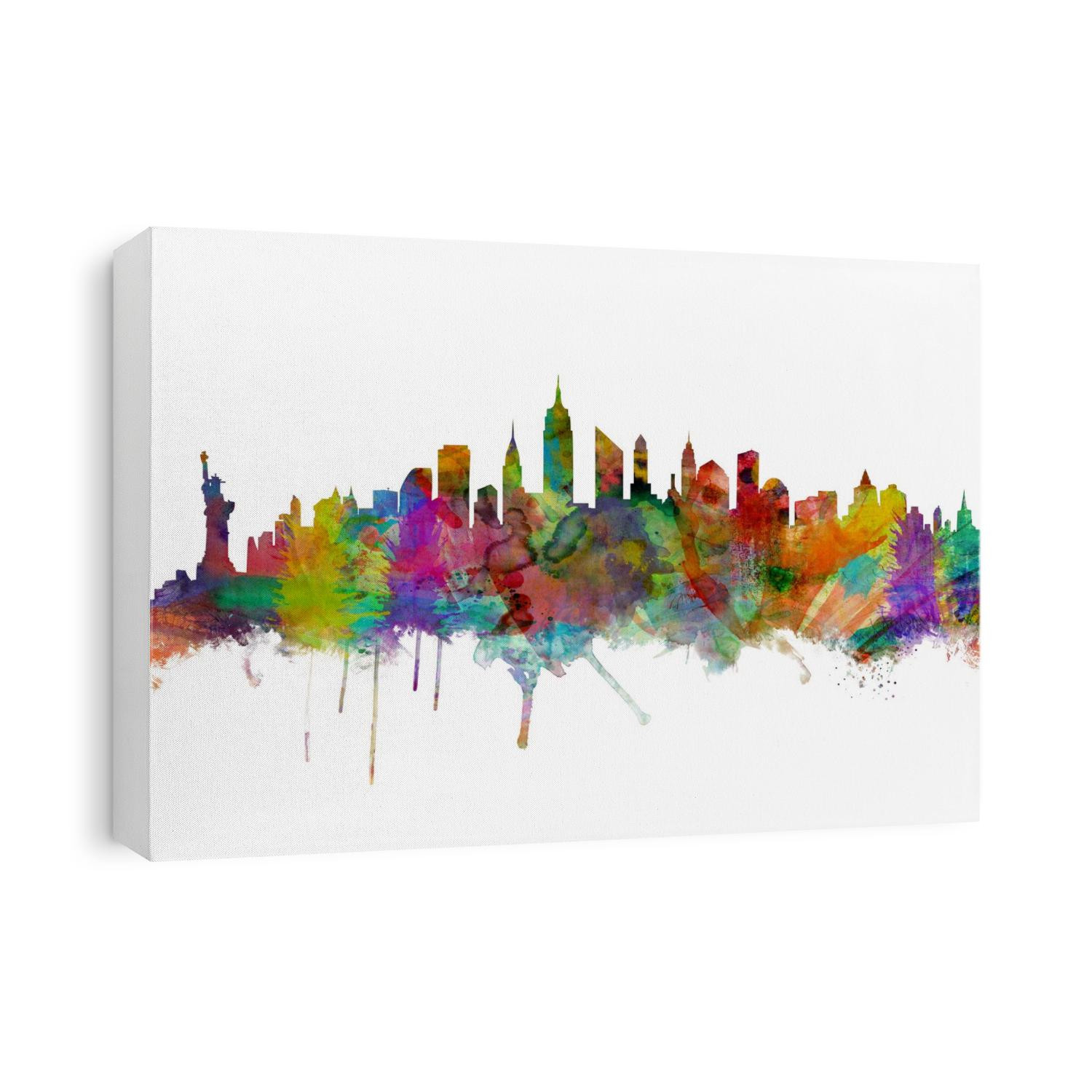 Watercolor art print of the skyline of New York City, United States
