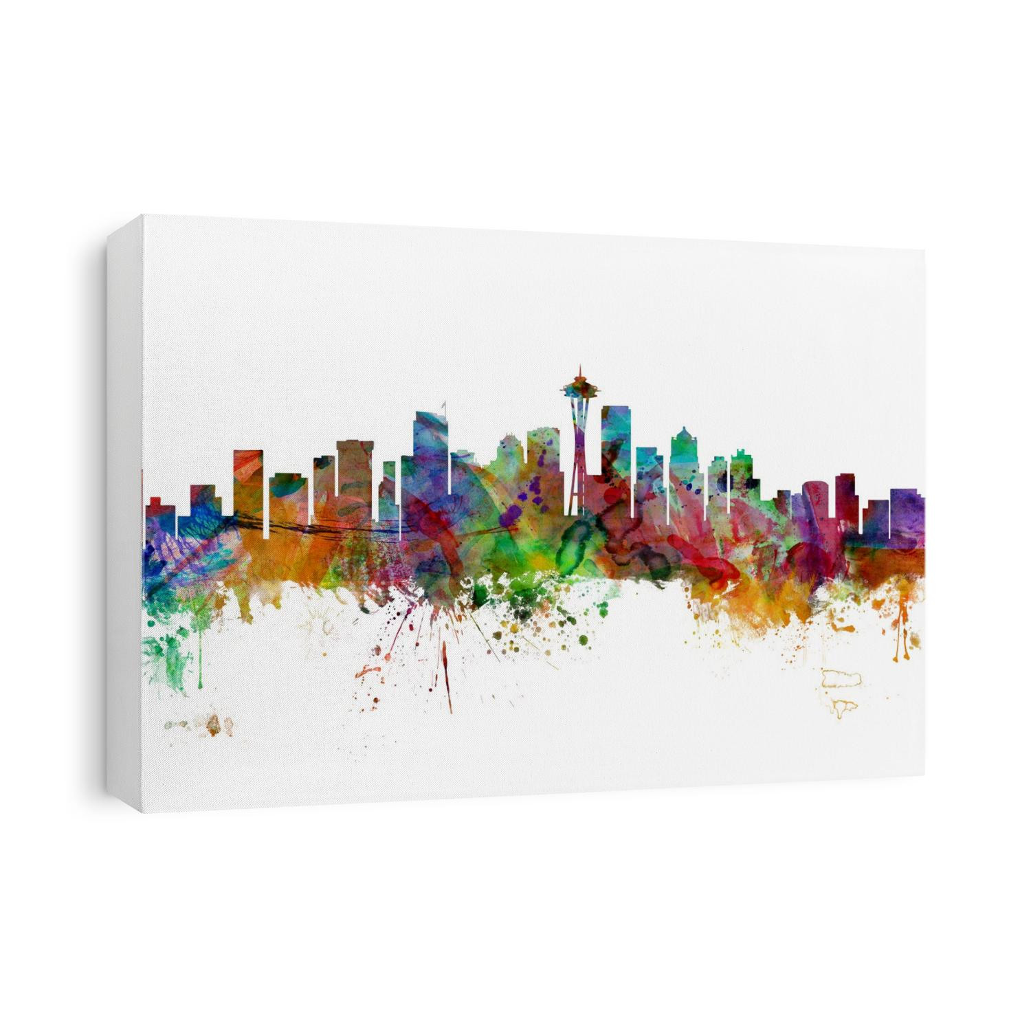 Watercolor art print of the skyline of Seattle, Washington, United States