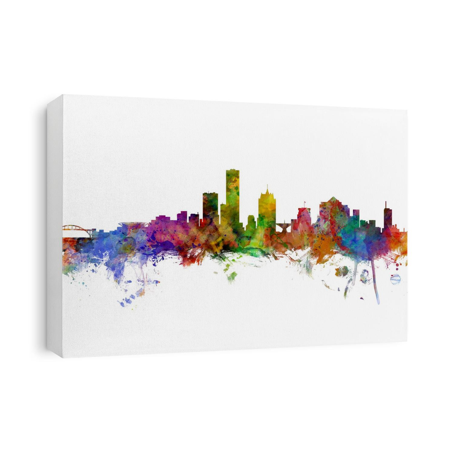 Watercolor art print of the skyline of Milwaukee, Wisconsin, United States