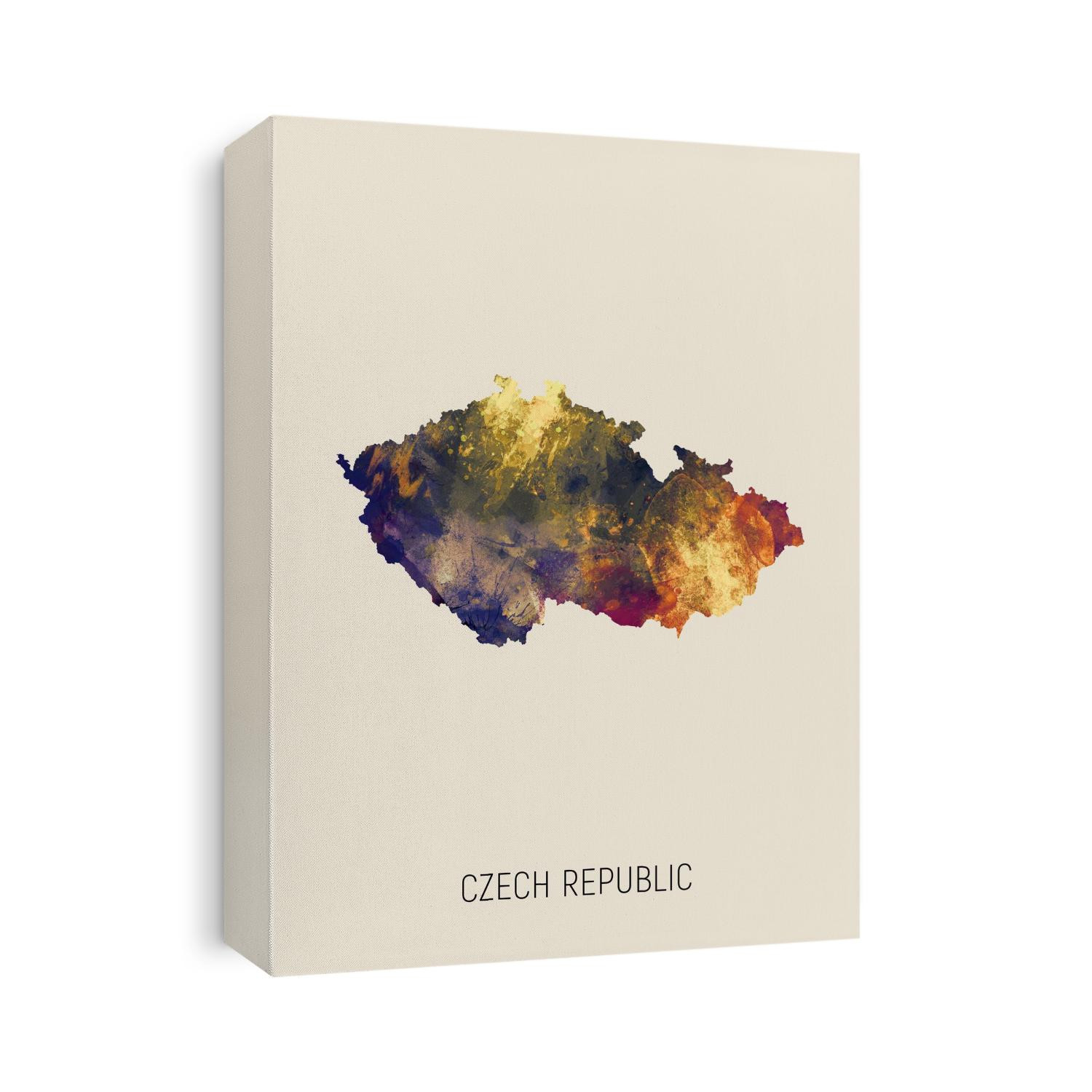 A watercolor map of Czech Republic