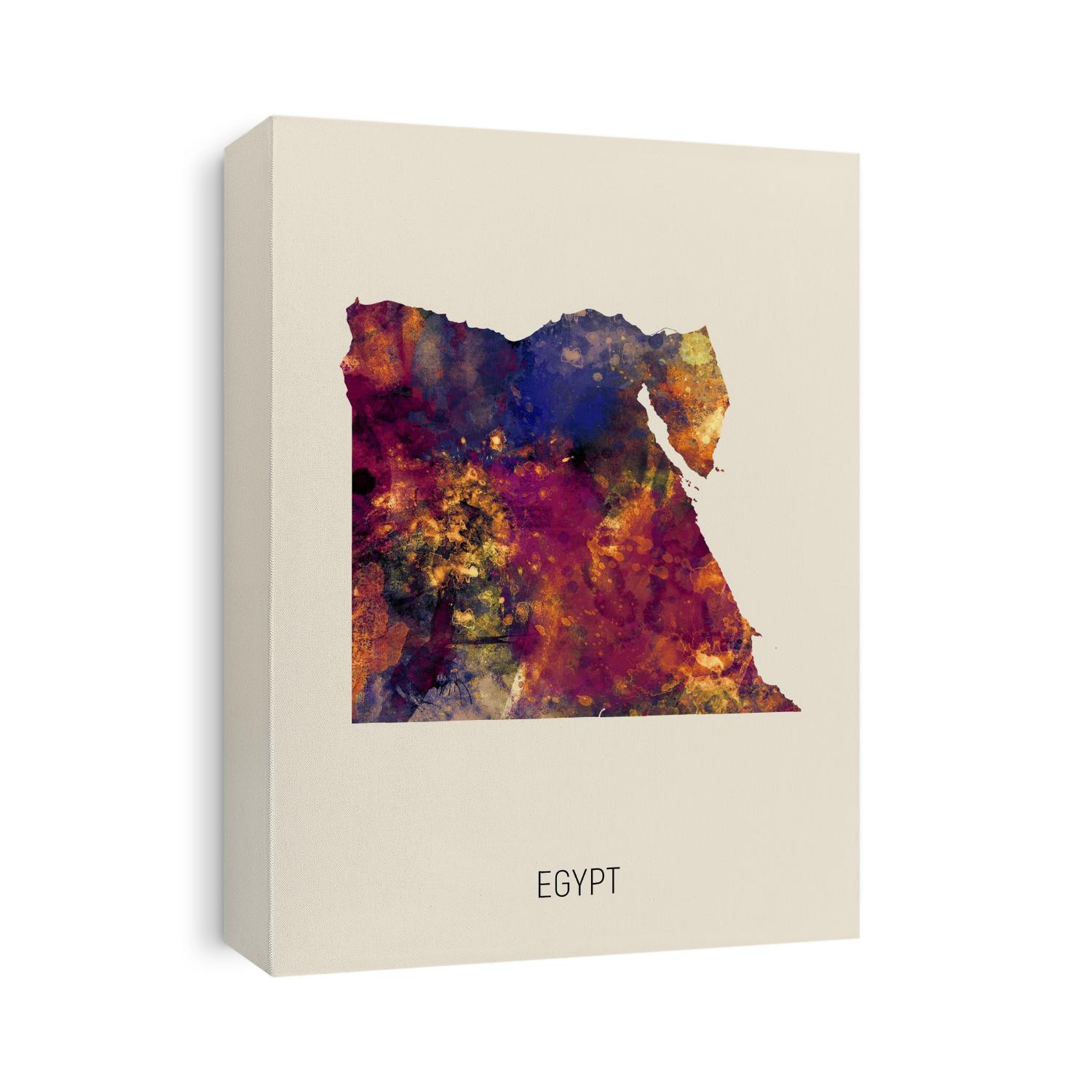 A watercolor map of Egypt