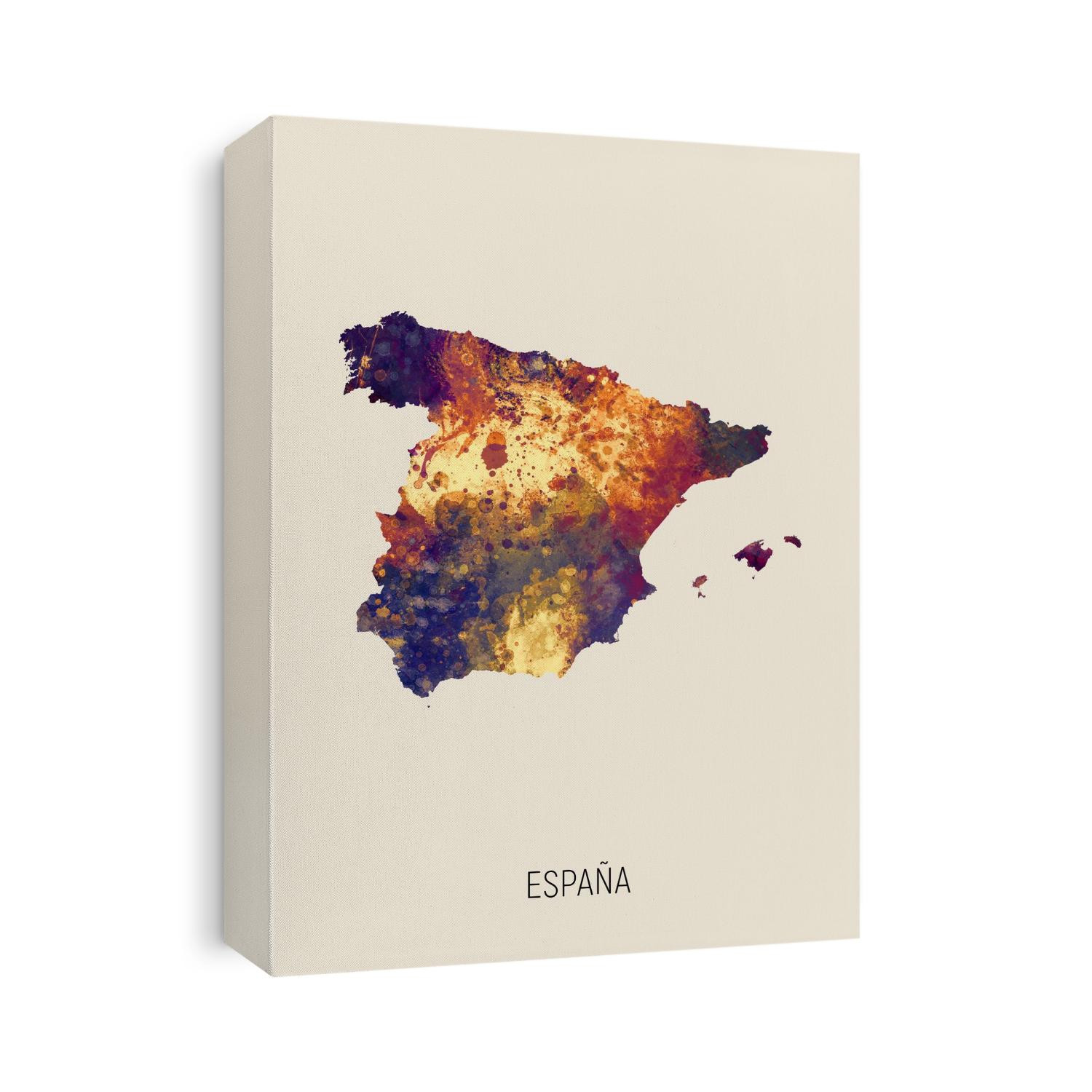 A watercolor map of España