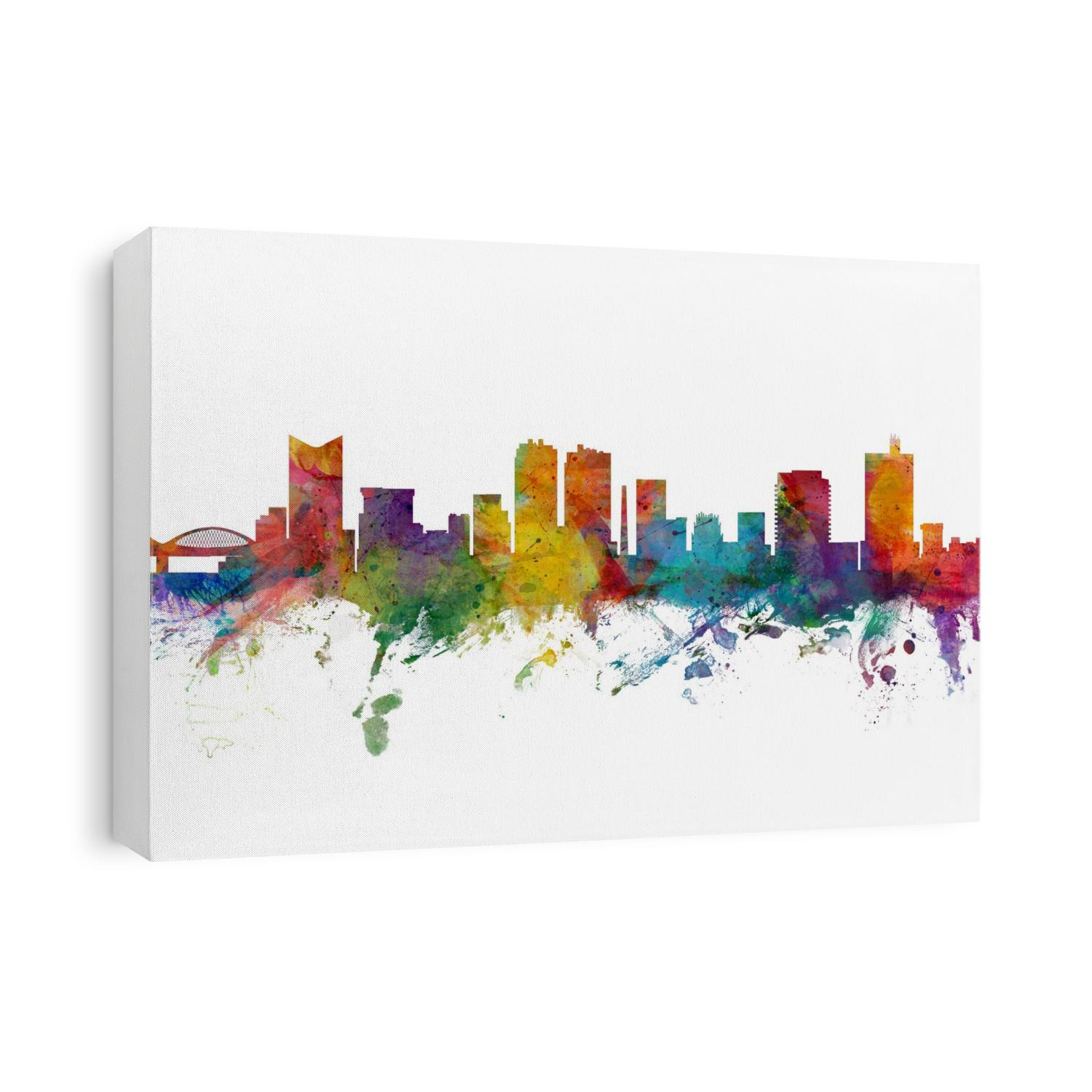 Watercolor art print of the skyline of Fort Worth, Texas, United States