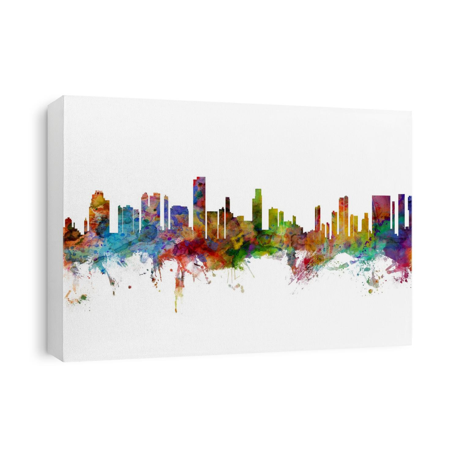 Watercolor art print of the skyline of Honolulu, Hawaii, United States