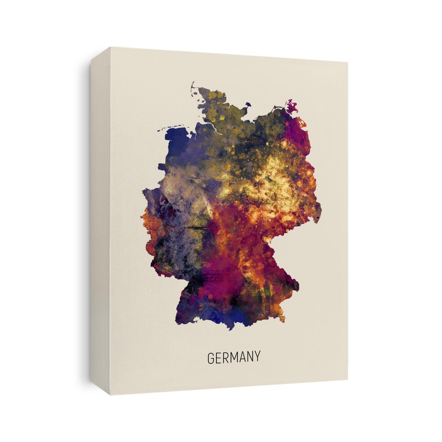 A watercolor map of Germany