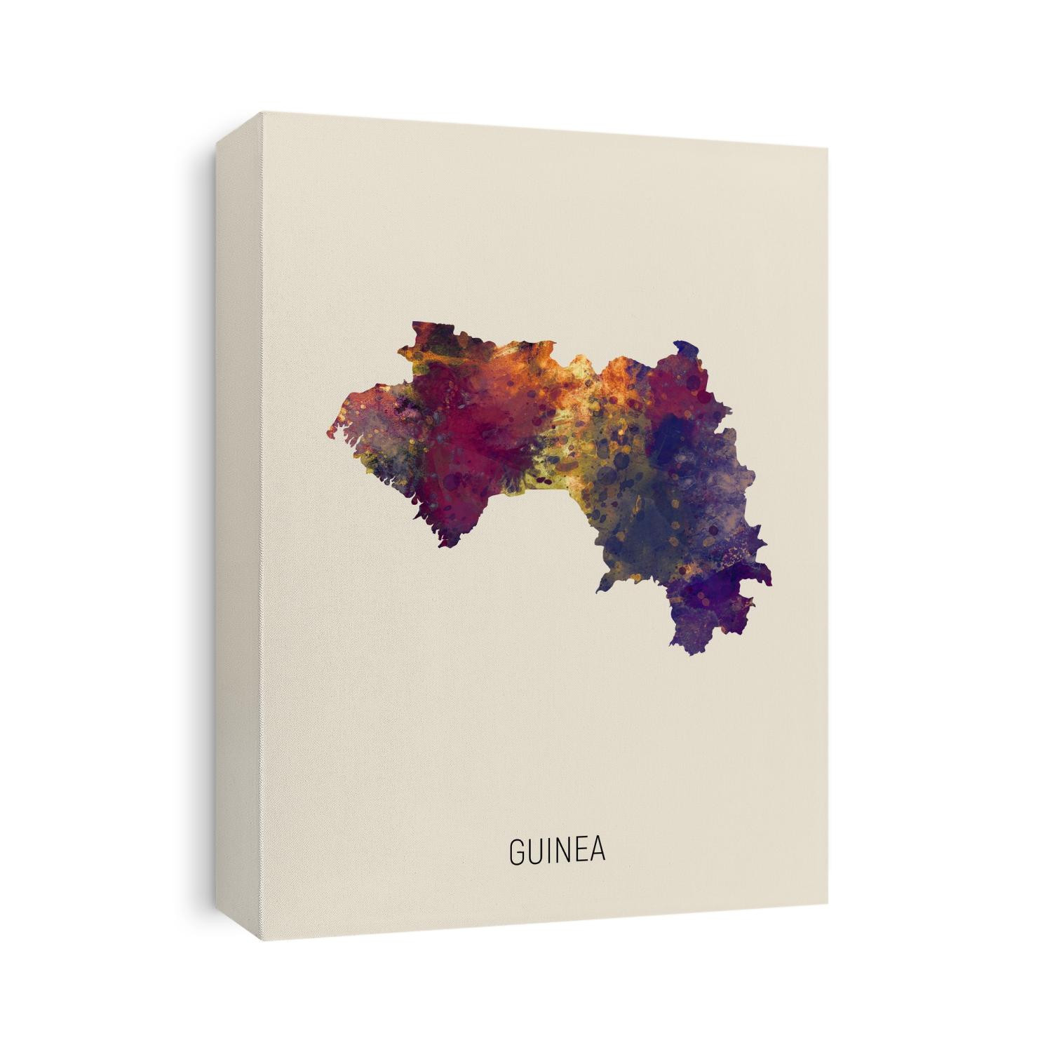A watercolor map of Guinea