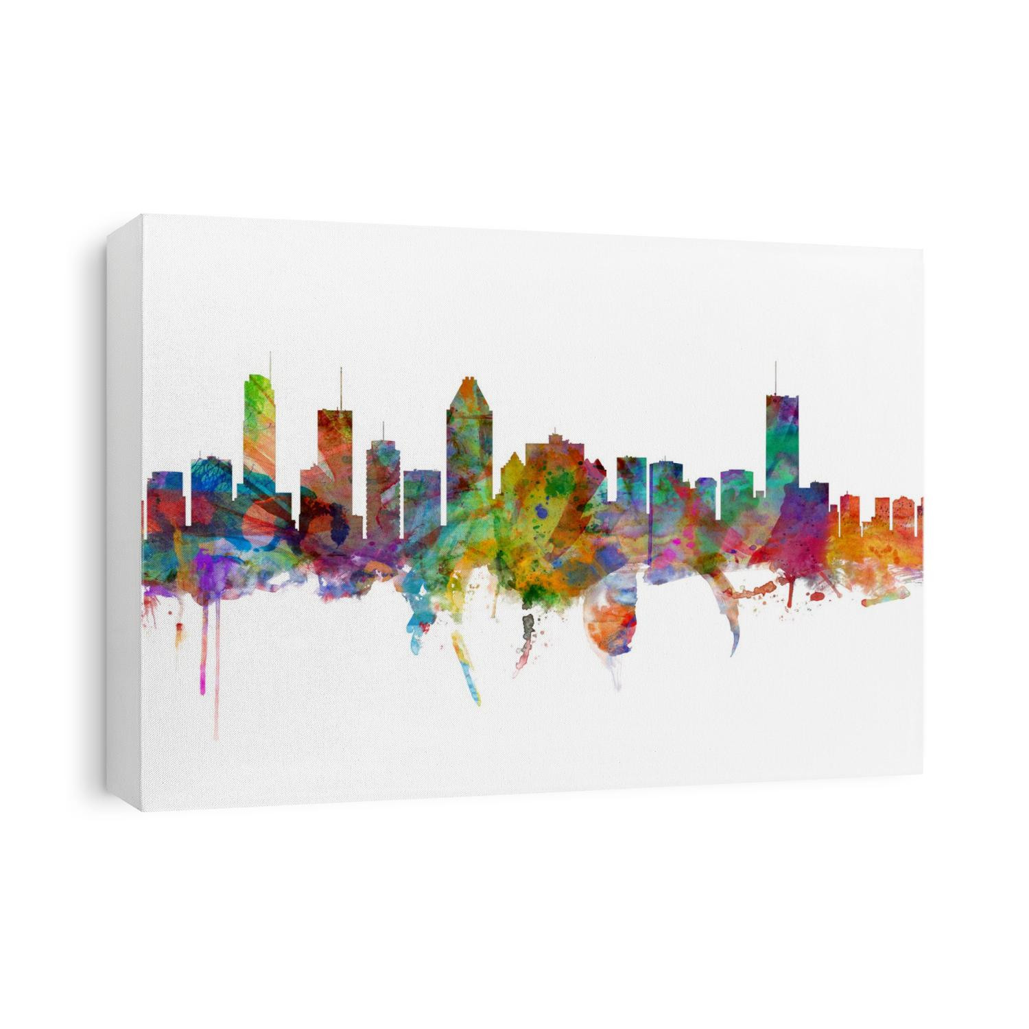 Watercolor art print of the skyline of Montreal, Canada