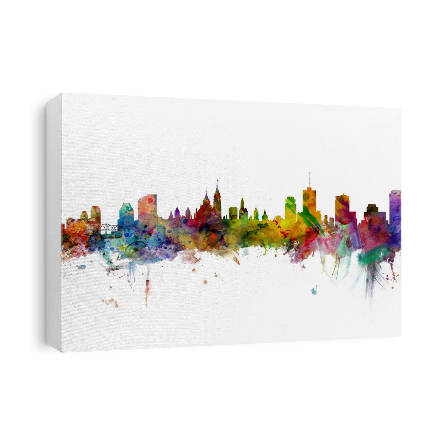 Watercolor art print of the skyline of Ottawa, Canada
