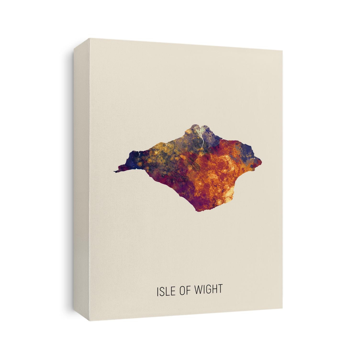 A watercolor map of Isle of Wight