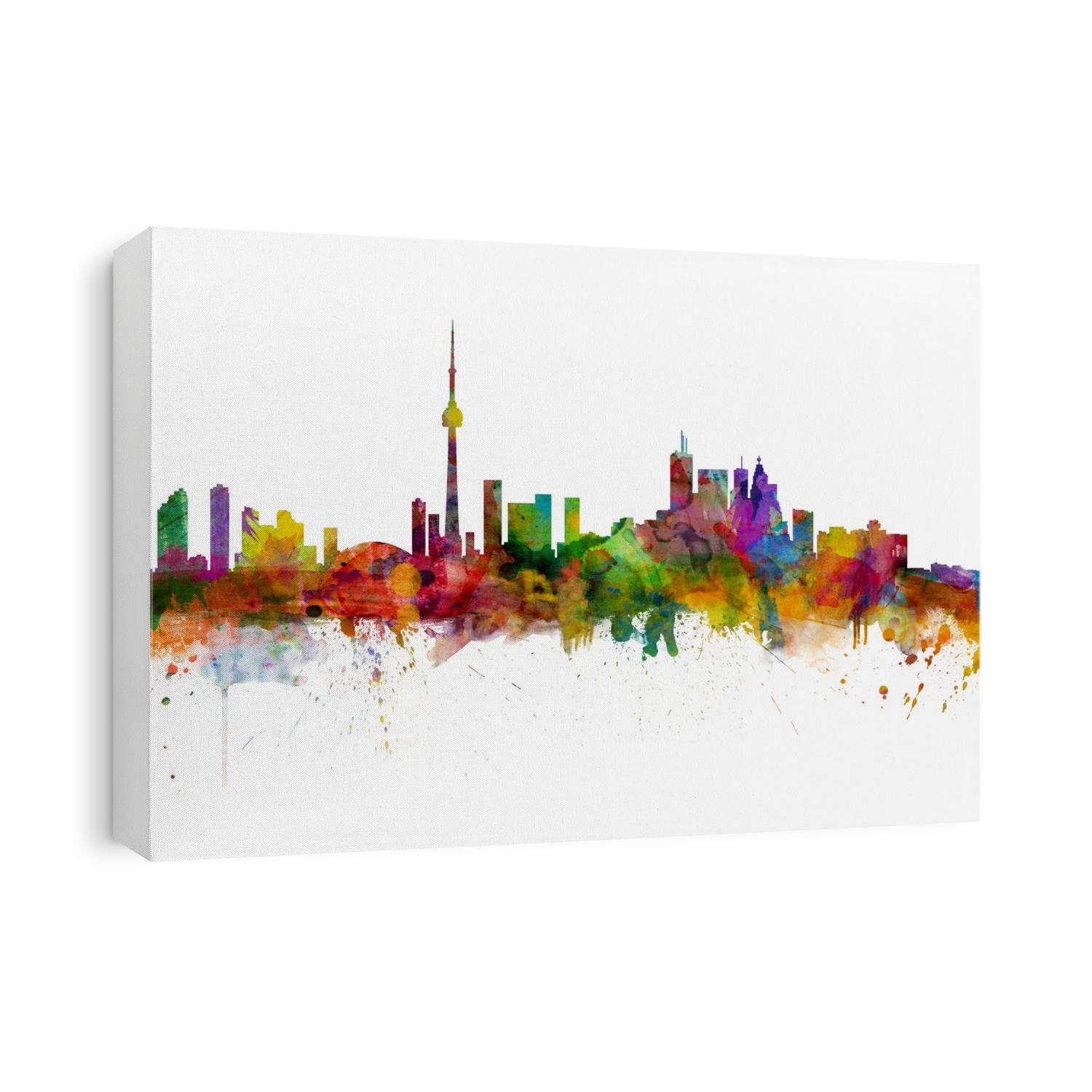 Watercolor art print of the skyline of Toronto, Canada