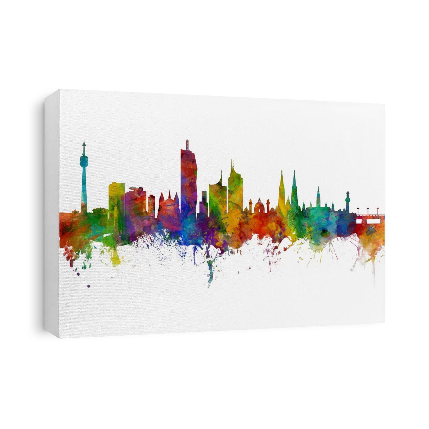 Watercolor art print of the skyline of Vienna, Austria