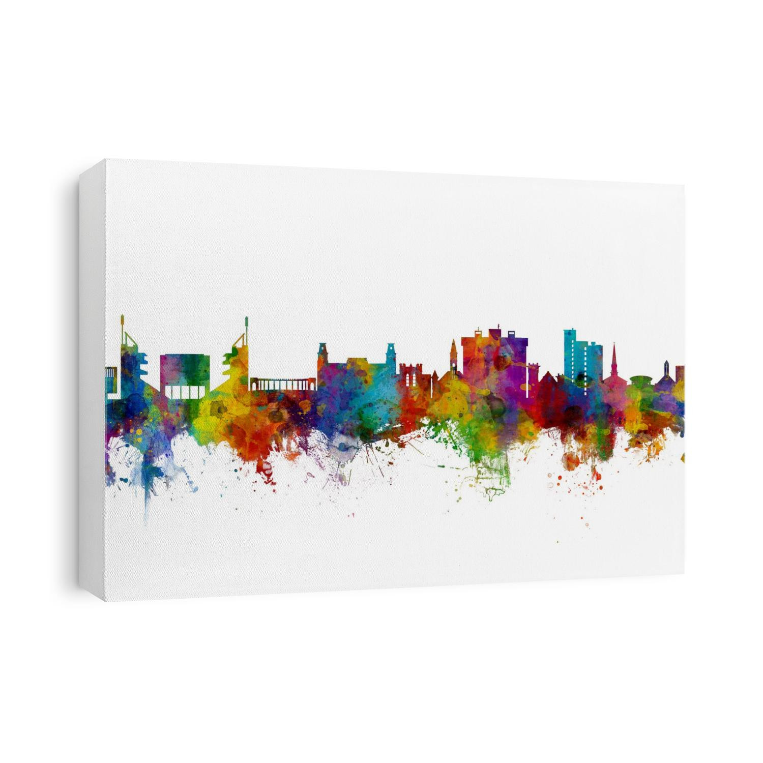 Watercolor art print of the skyline of Fayetteville, Arkansas, United States
