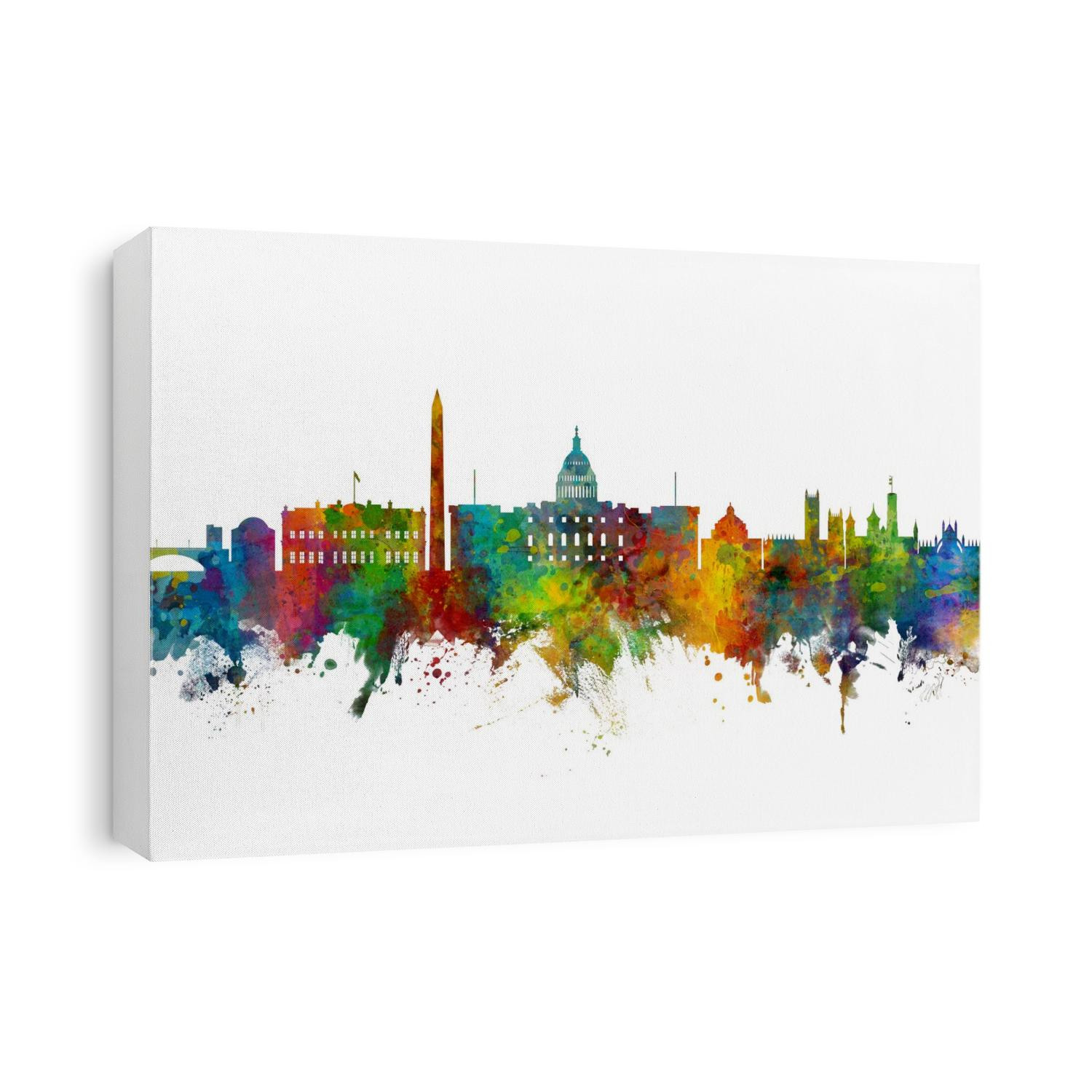 Watercolor art print of the skyline of Washington DC, United States