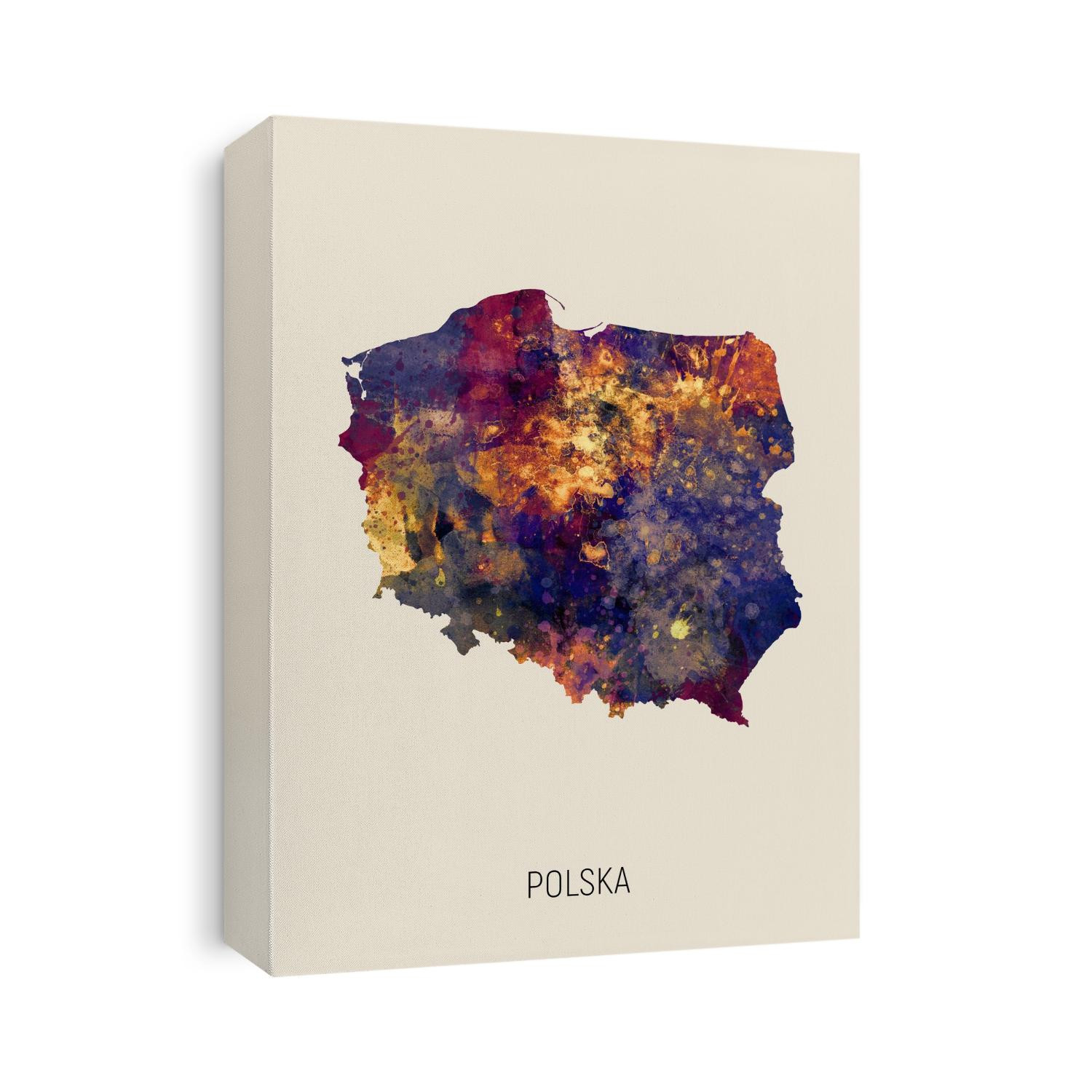 A watercolor map of Polska