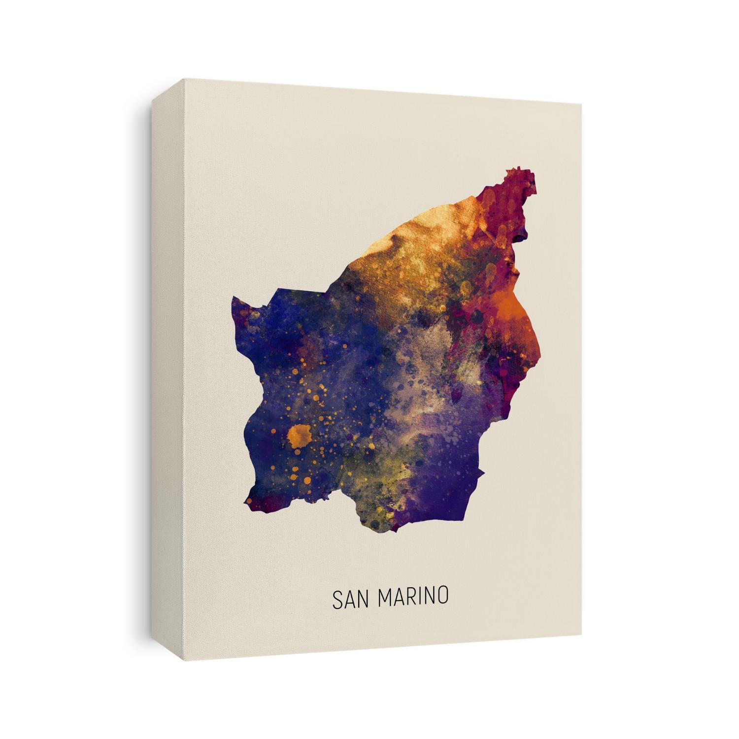 A watercolor map of San Marino