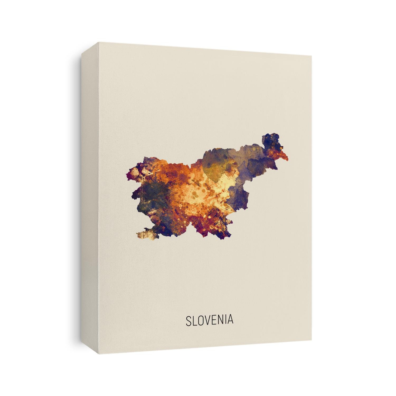 A watercolor map of Slovenia