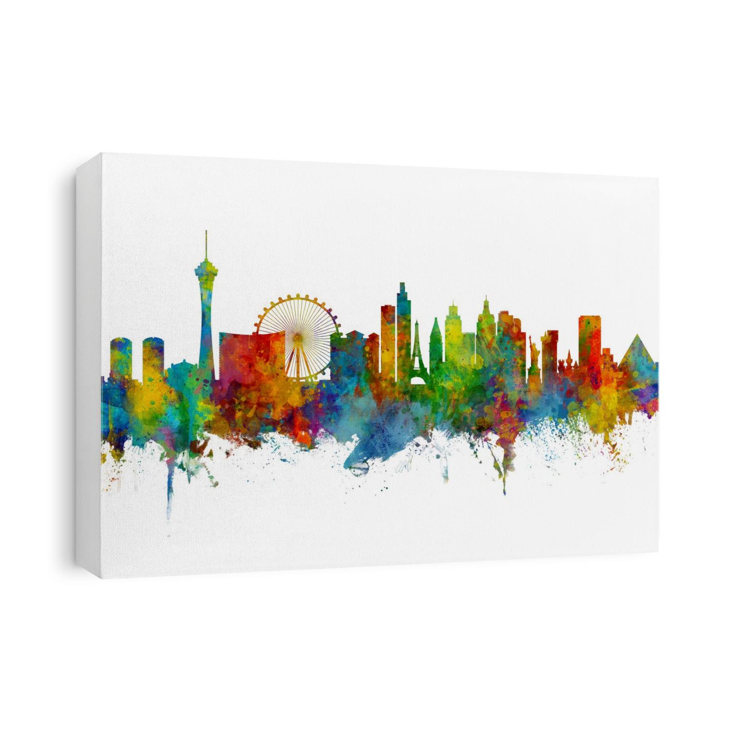 Watercolor art print of the skyline of Las Vegas, Nevada, United States