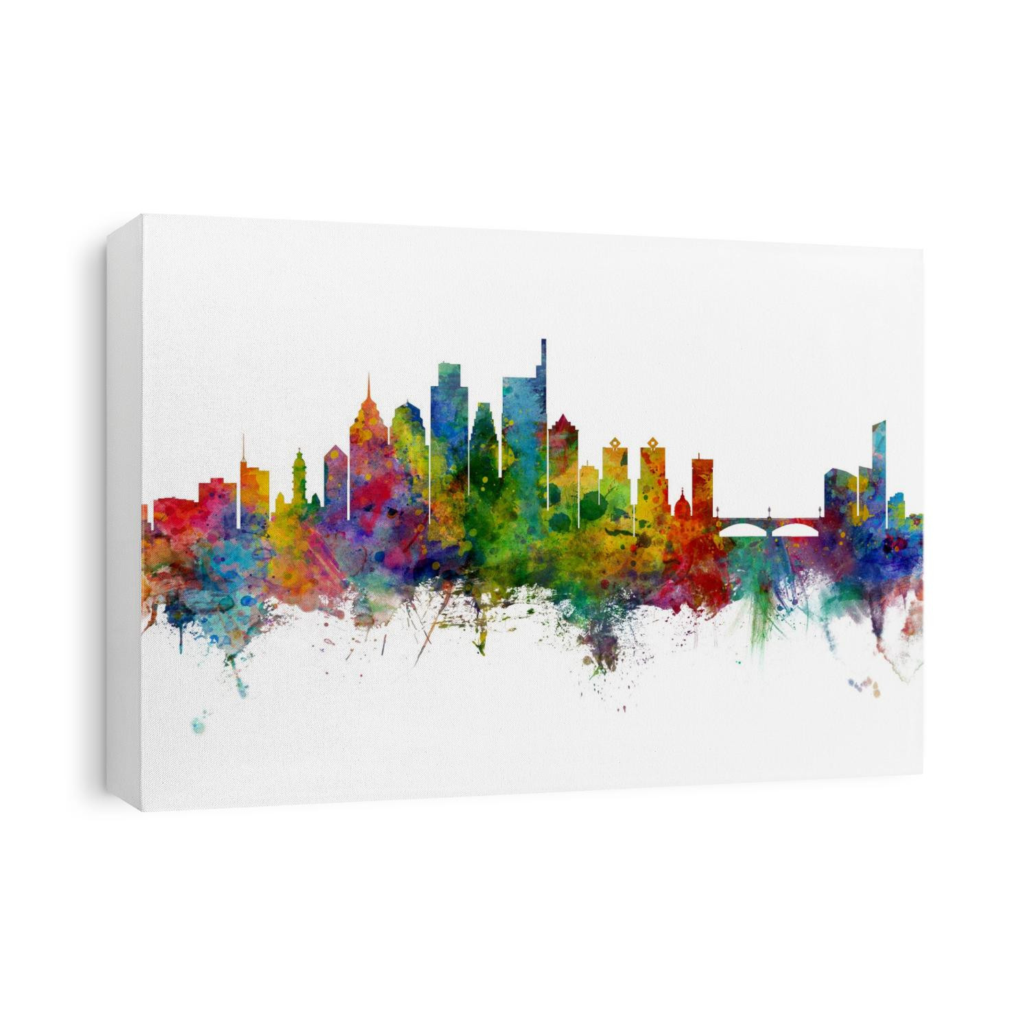 Watercolor art print of the skyline of Philadelphia, Pennsylvania, United States